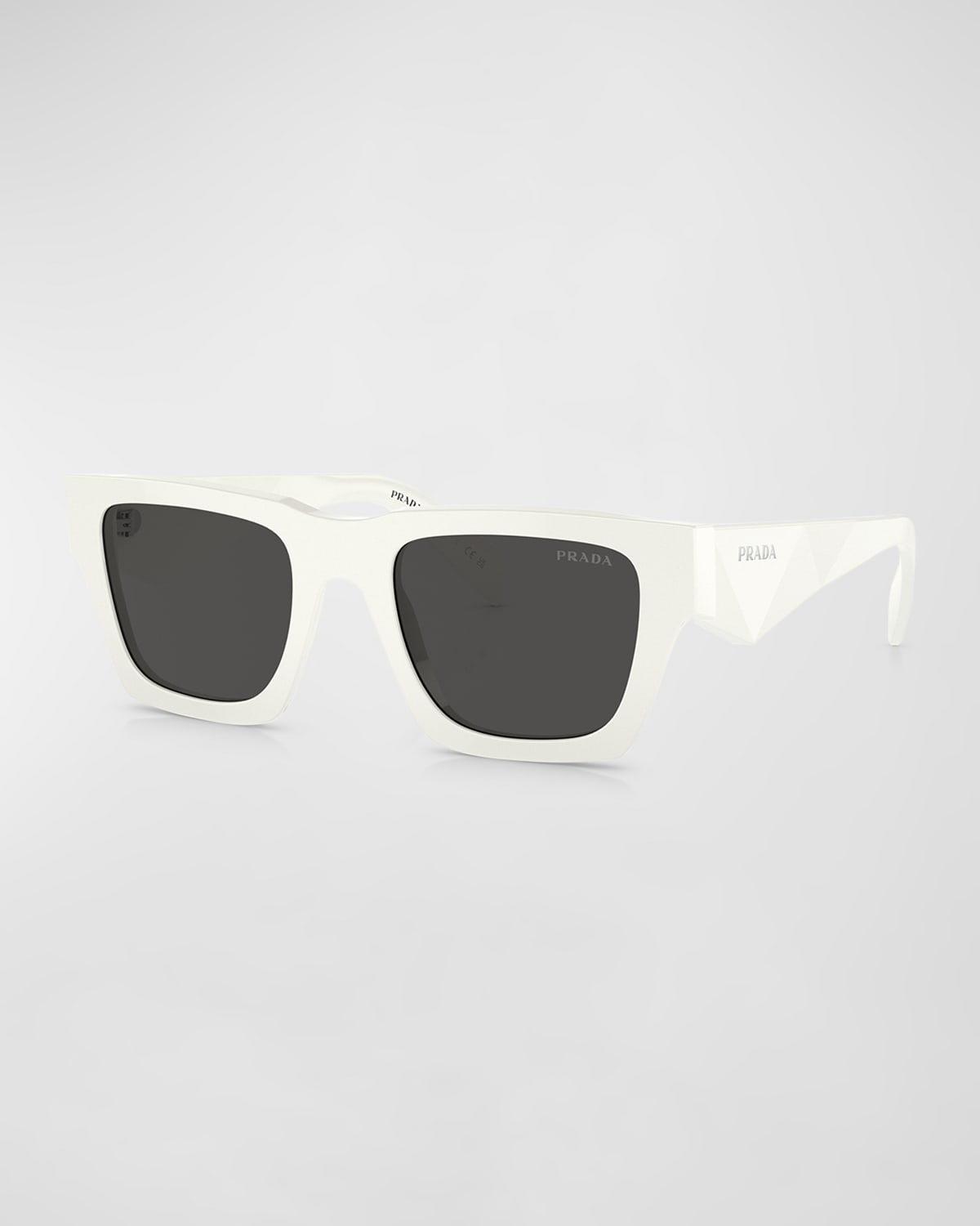 Prada Men's Acetate Square Sunglasses In Bone