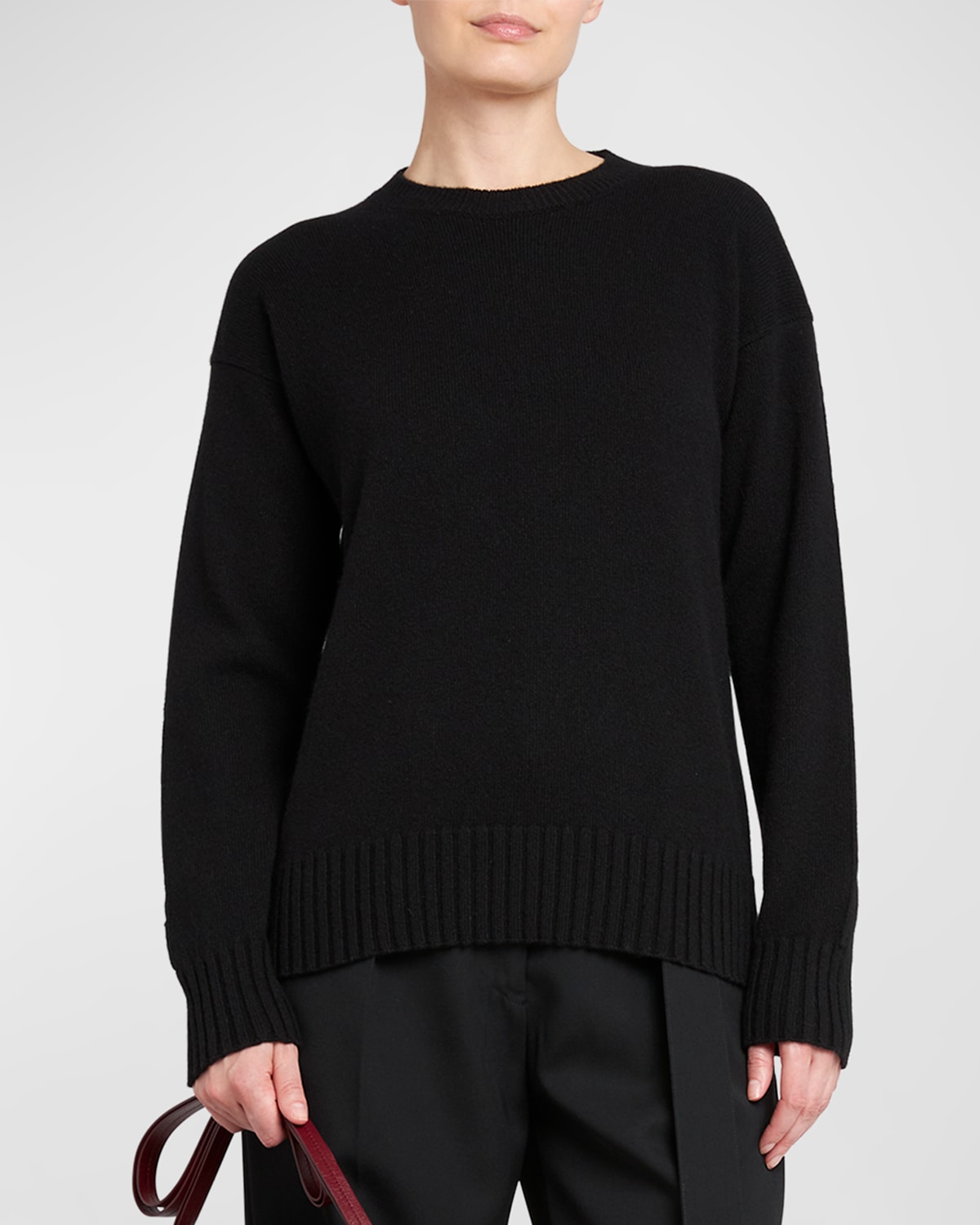 Jil Sander Crew-neck Cashmere-blend Jumper In Black