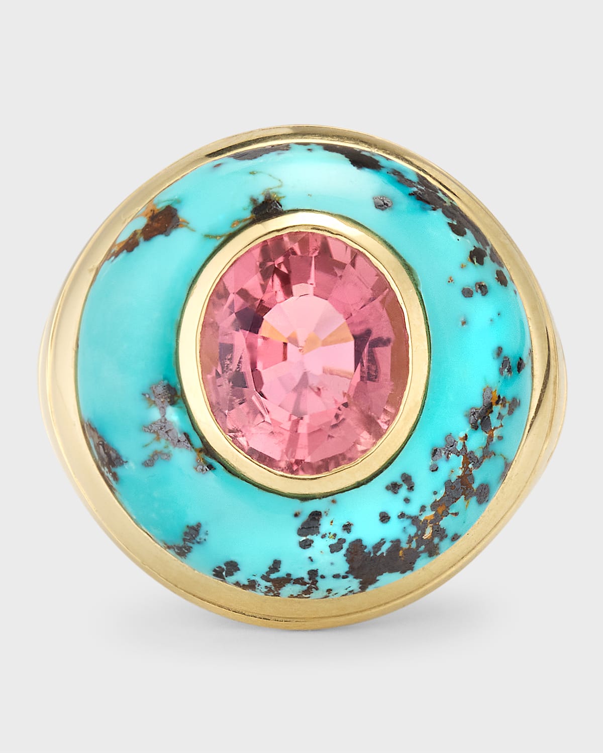 Petite Lollipop Pink Tourmaline & Turquoise Ring