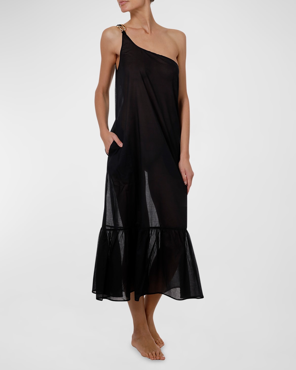 Stella Mccartney Falabella Cotton Midi Dress In Oxford