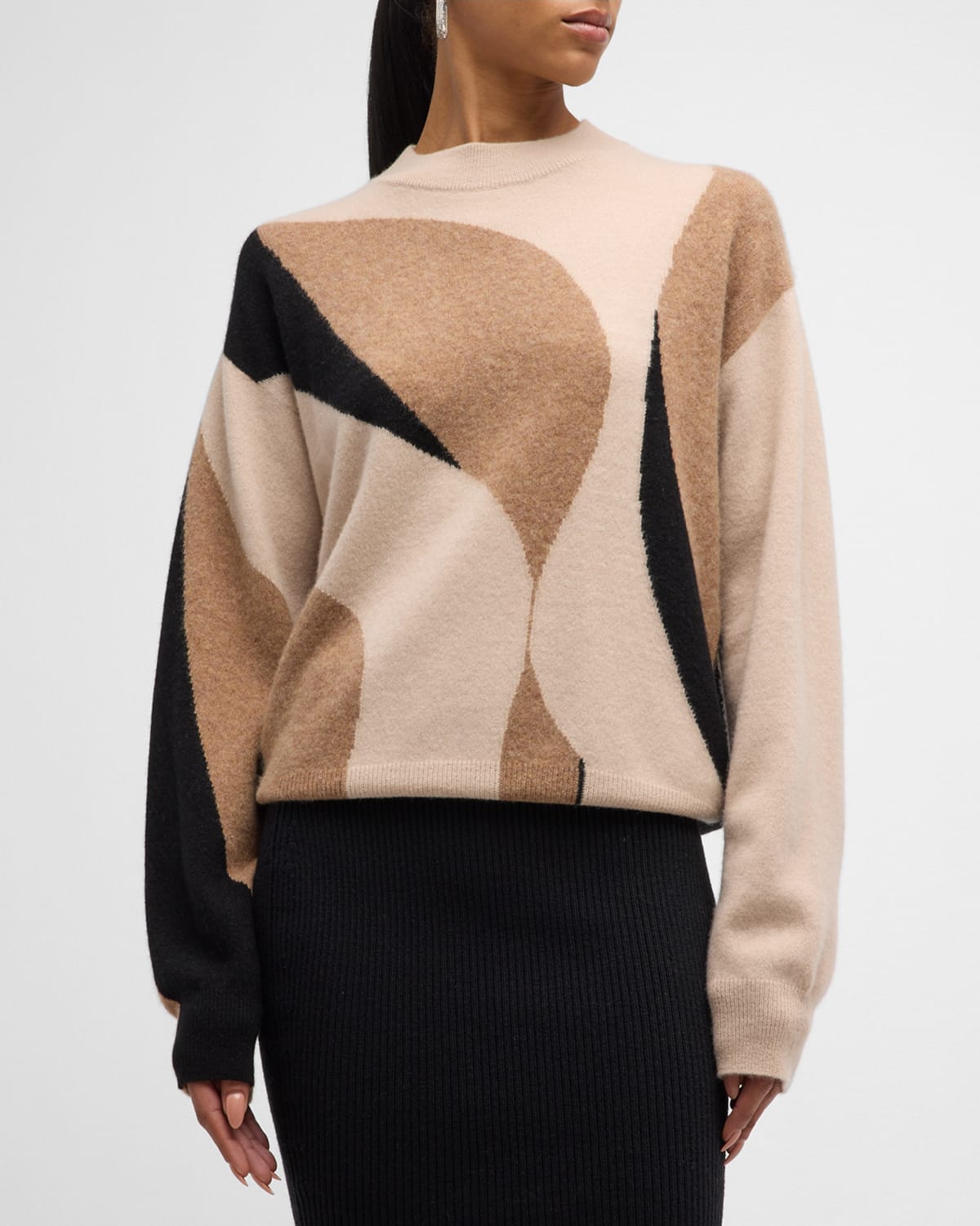 Naadam X Caroline Walls Cashmere Colorblock Sweater In Beige Combo