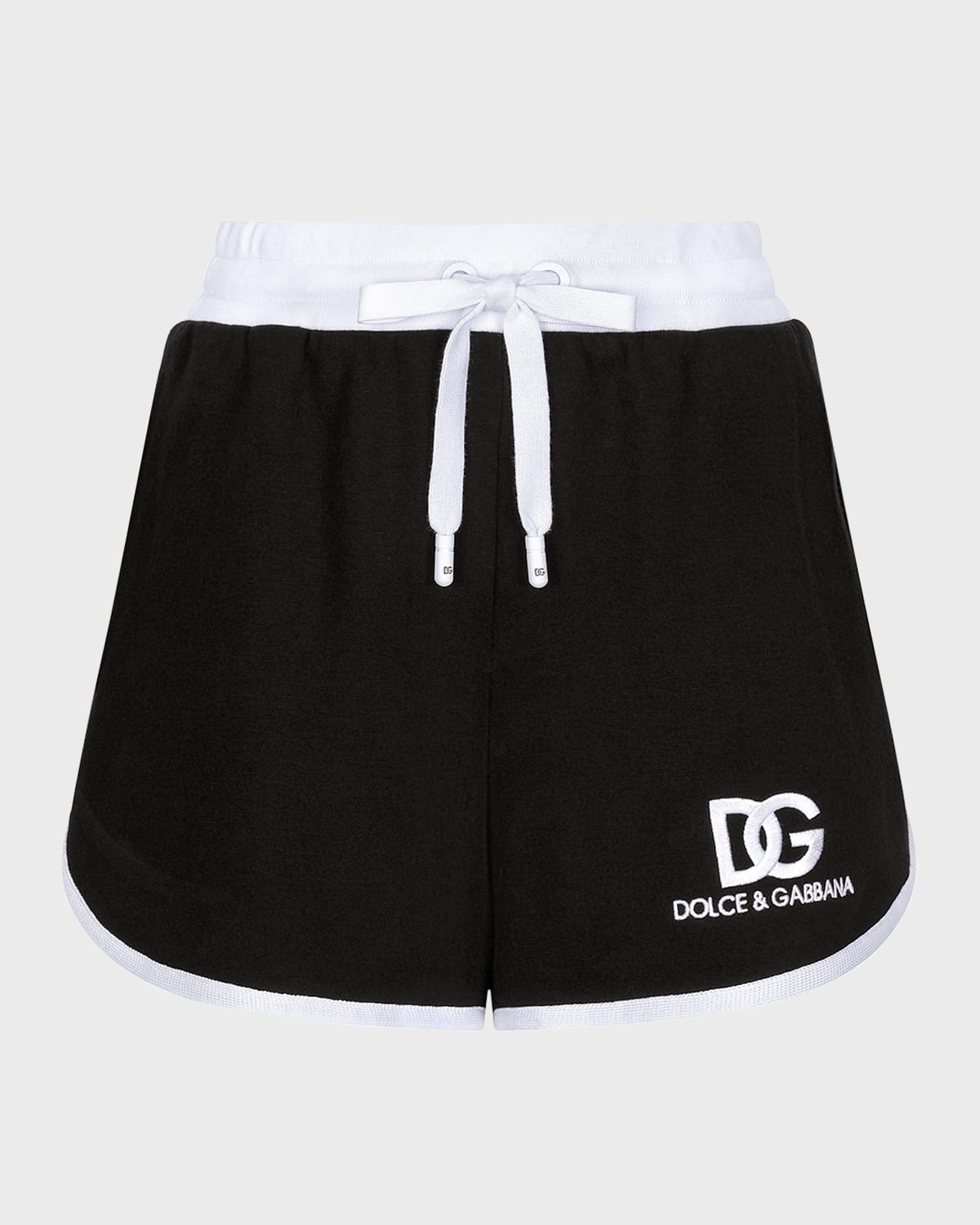 Dolce & Gabbana Two-tone Logo-print Drawstring Shorts In Black