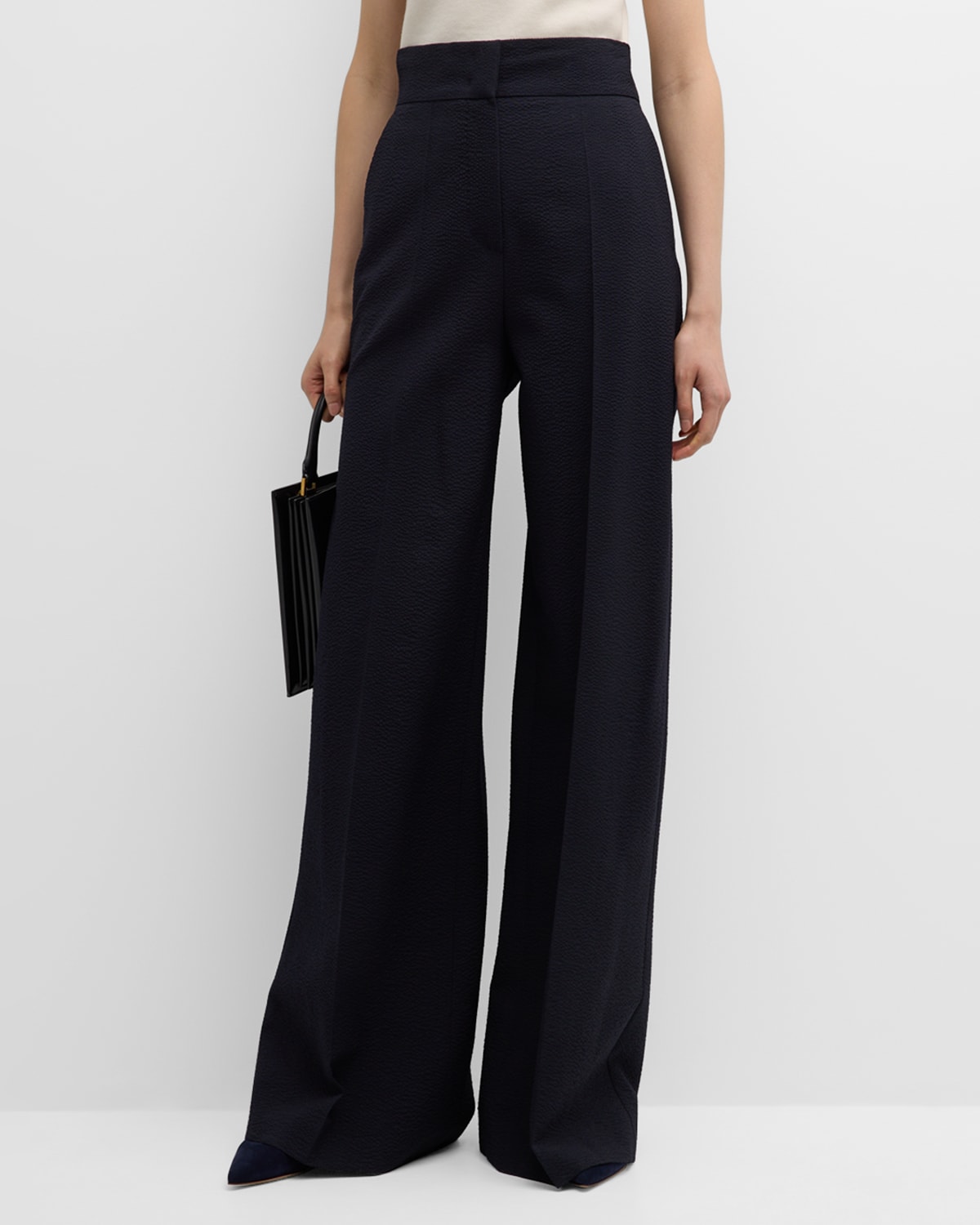 Max Mara Cervo High-rise Wide-leg Crepe Pants In Ultramarine