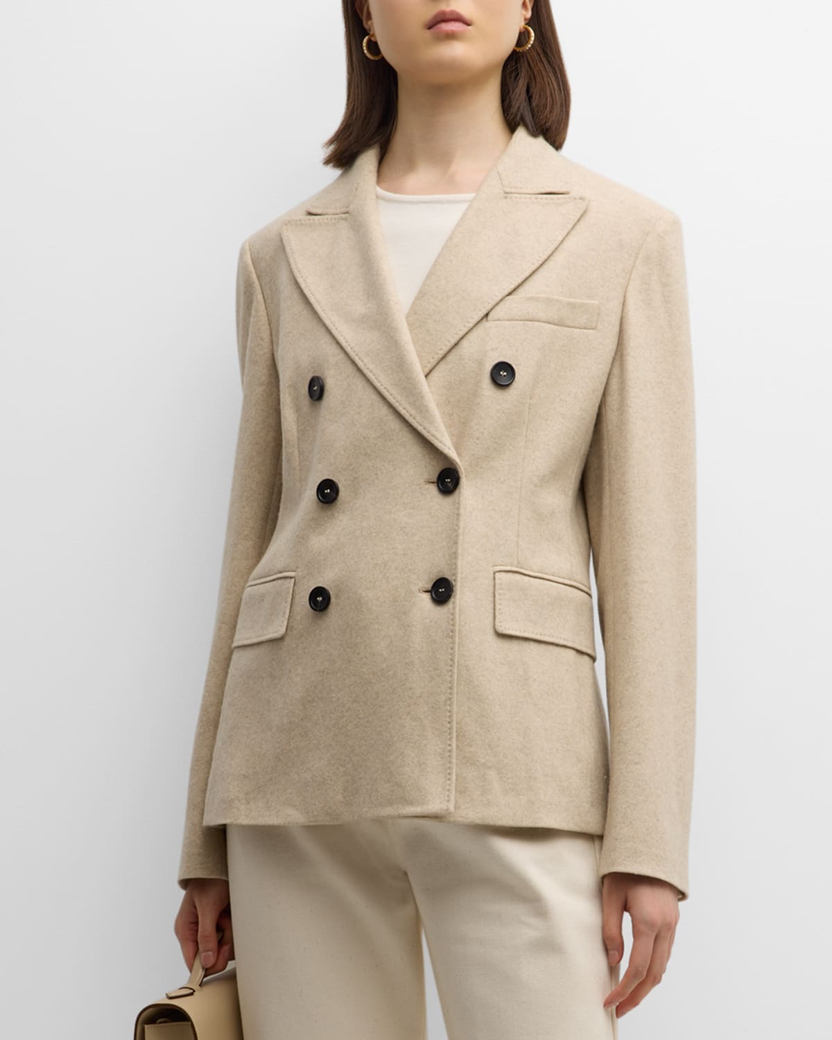 Shop Max Mara Calata Double-breasted Cashmere Blazer Jacket In Beige