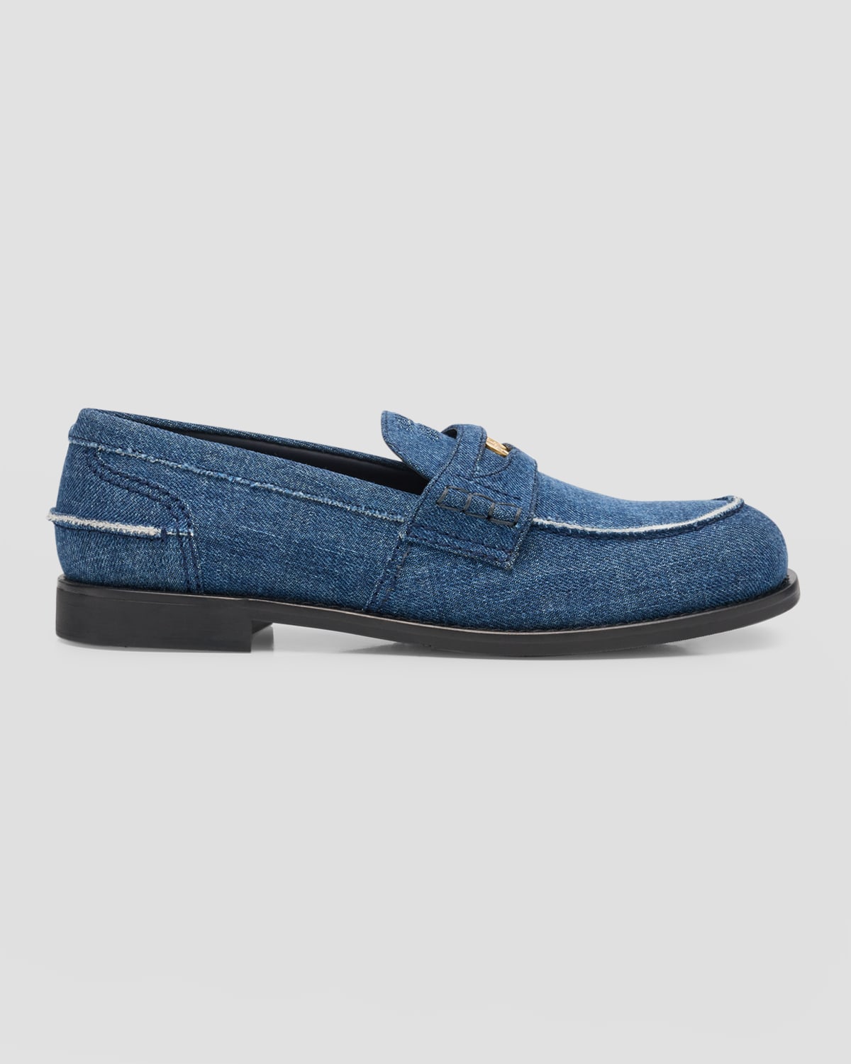 Miu Miu Denim Coin Penny Loafers In Denim