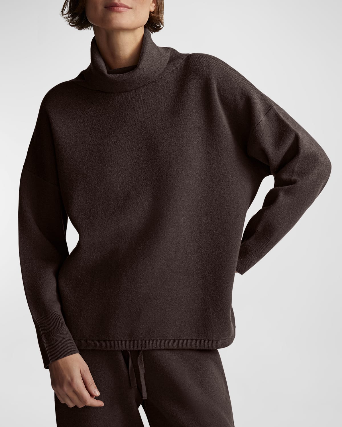 Varley Cavendish Roll-neck Knit Pullover In Coffee Bean