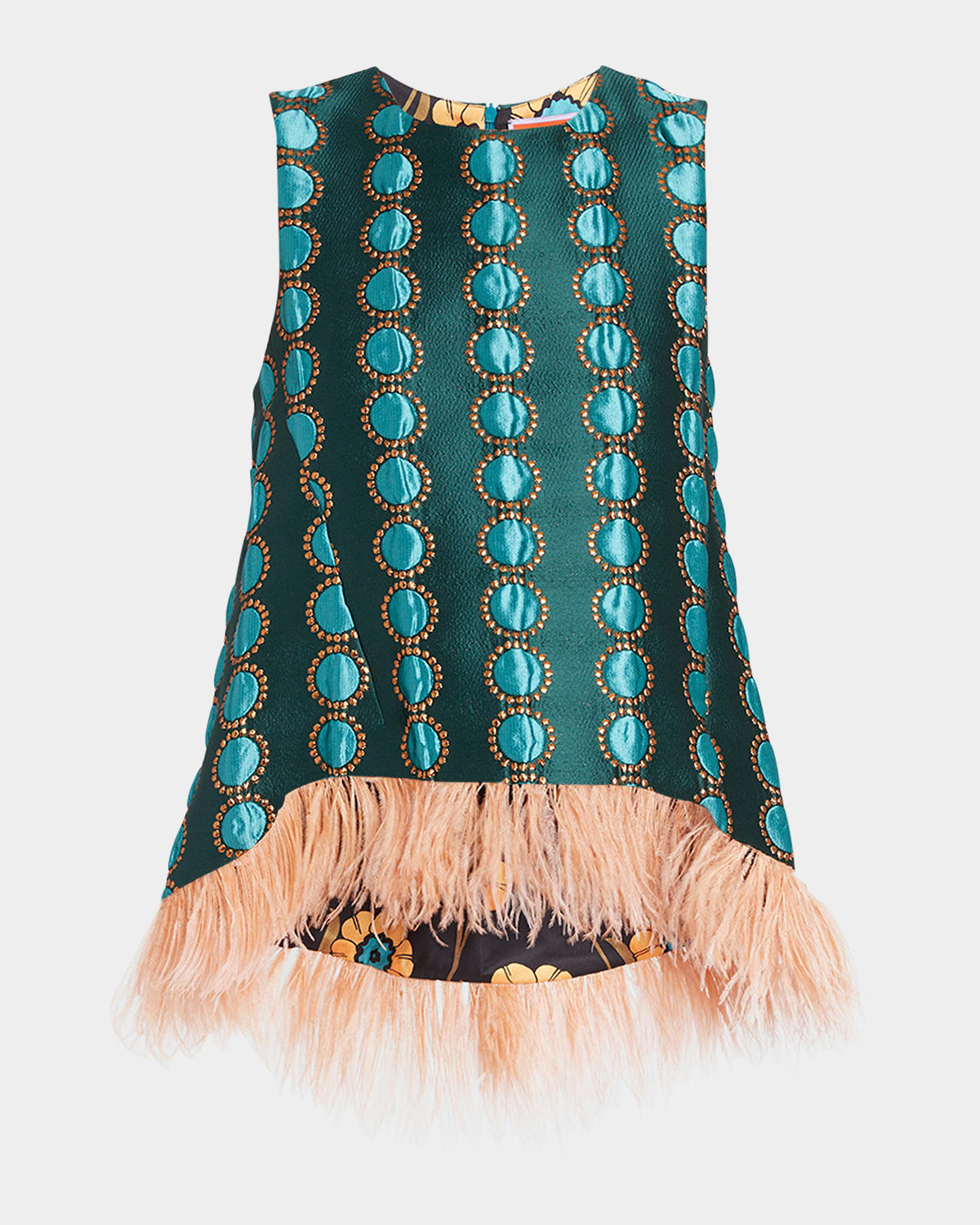 La Doublej La Scala Iconic Feather-trim Top In Bright Green
