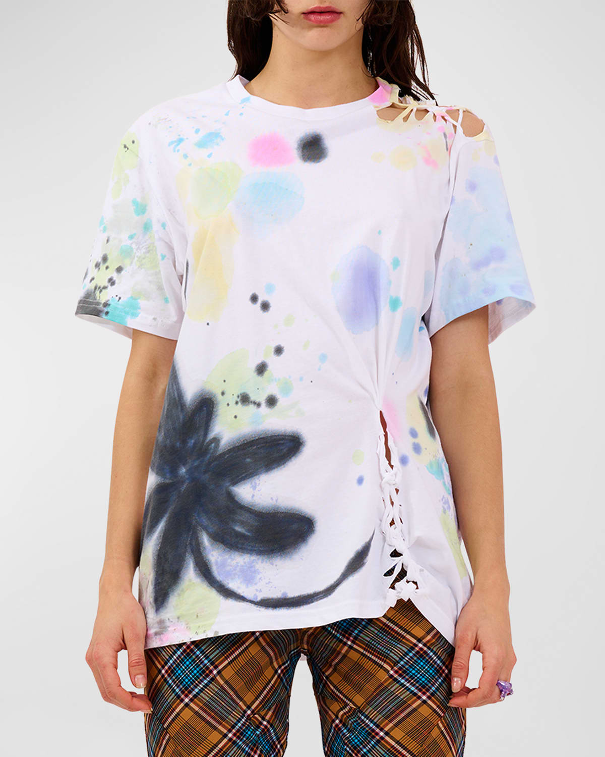 Shop Collina Strada Short Sleeve Cut-out Graphic Tee In Flower Burst