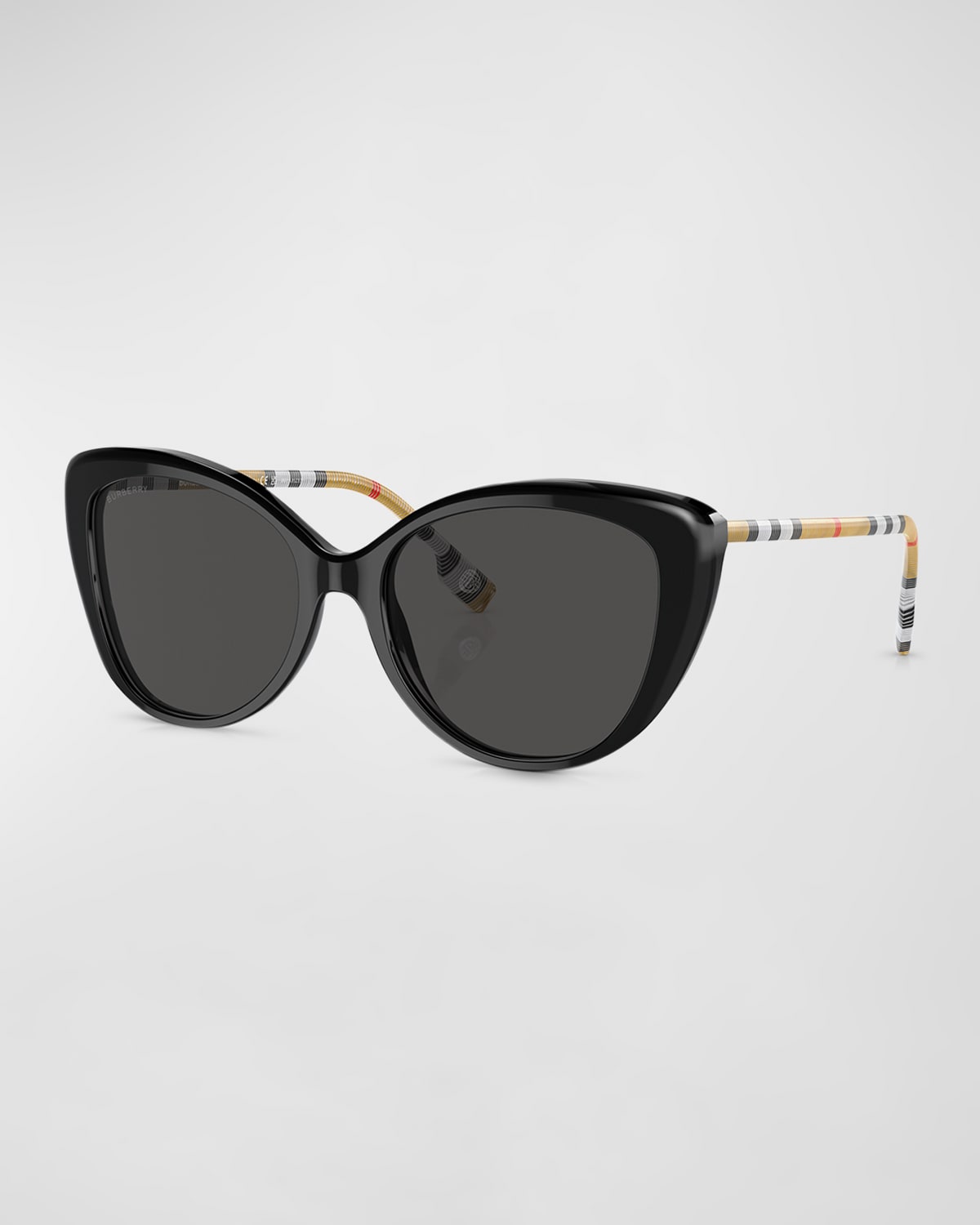 Burberry Check Acetate Cat-eye Sunglasses In Black