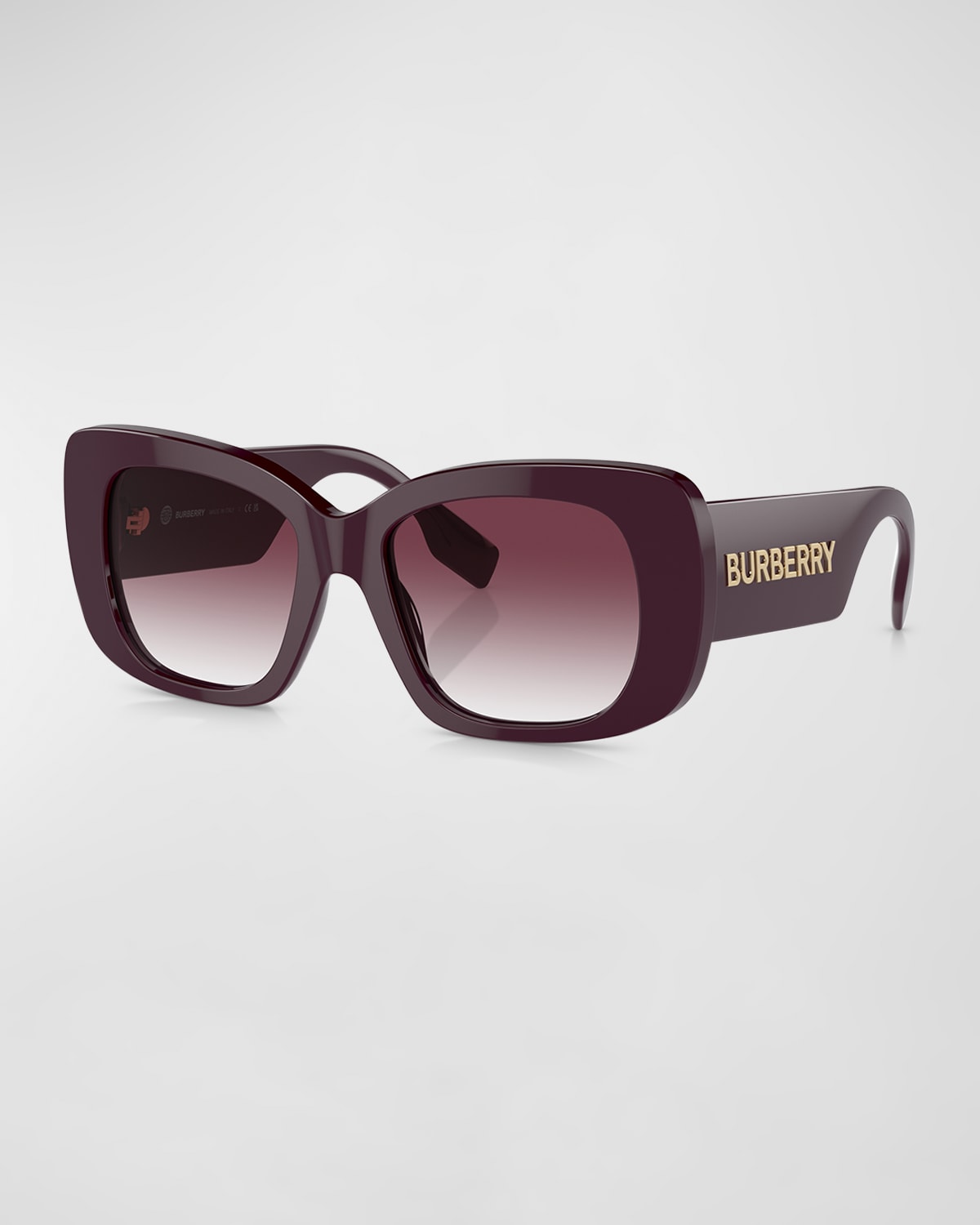 Burberry Logo Acetate Square Sunglasses In Bordeaux