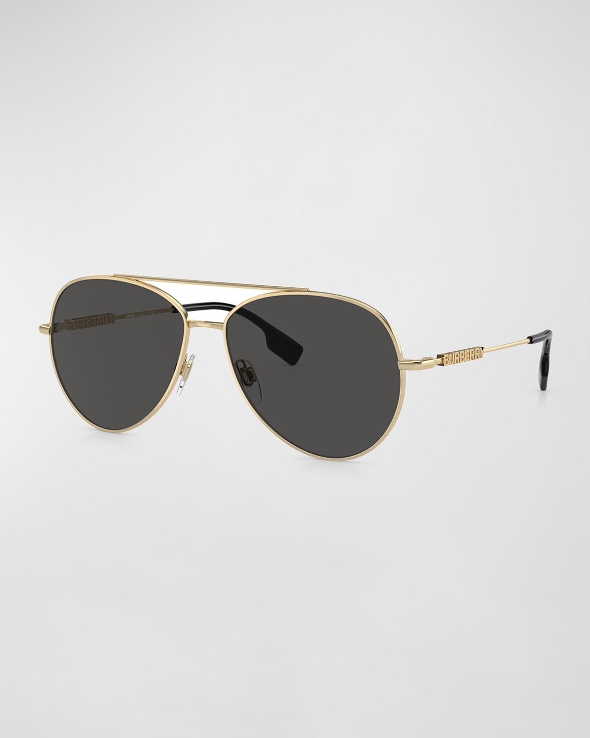 Shop Burberry 0be3147 Steel Aviator Sunglasses In Lt Gold