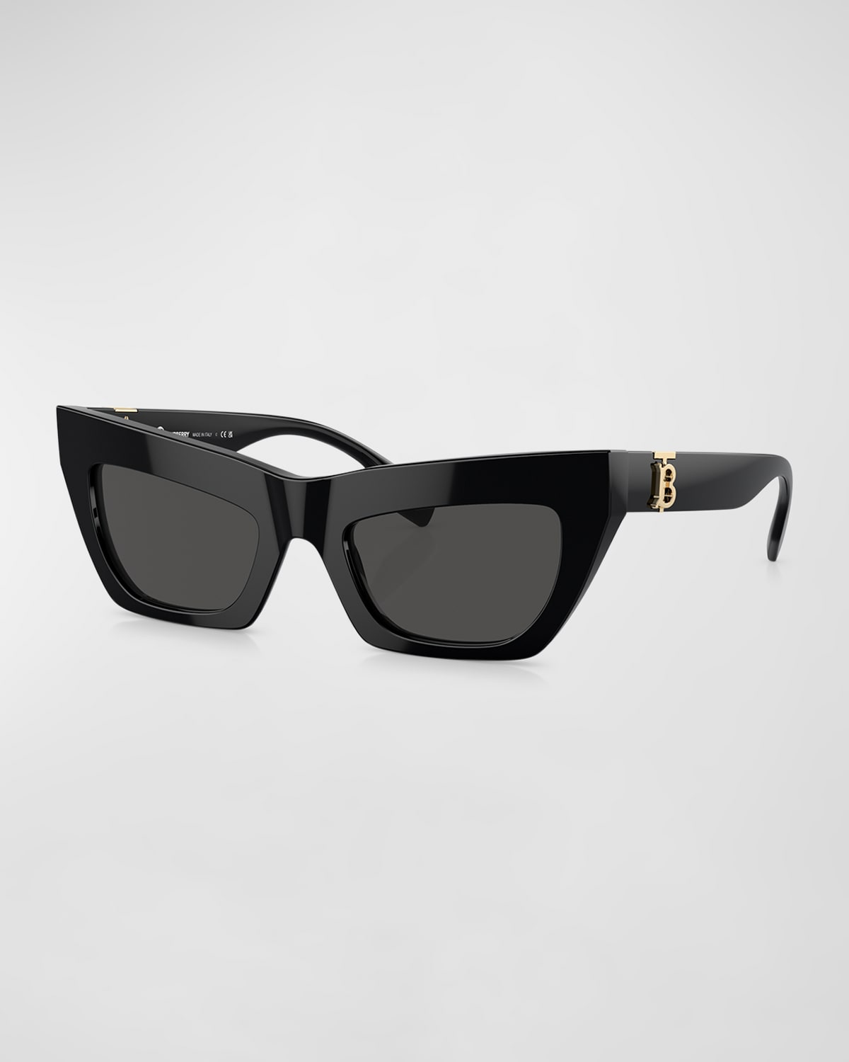 Shop Burberry Be4405f Tb Monogram Acetate Cat-eye Sunglasses In Black