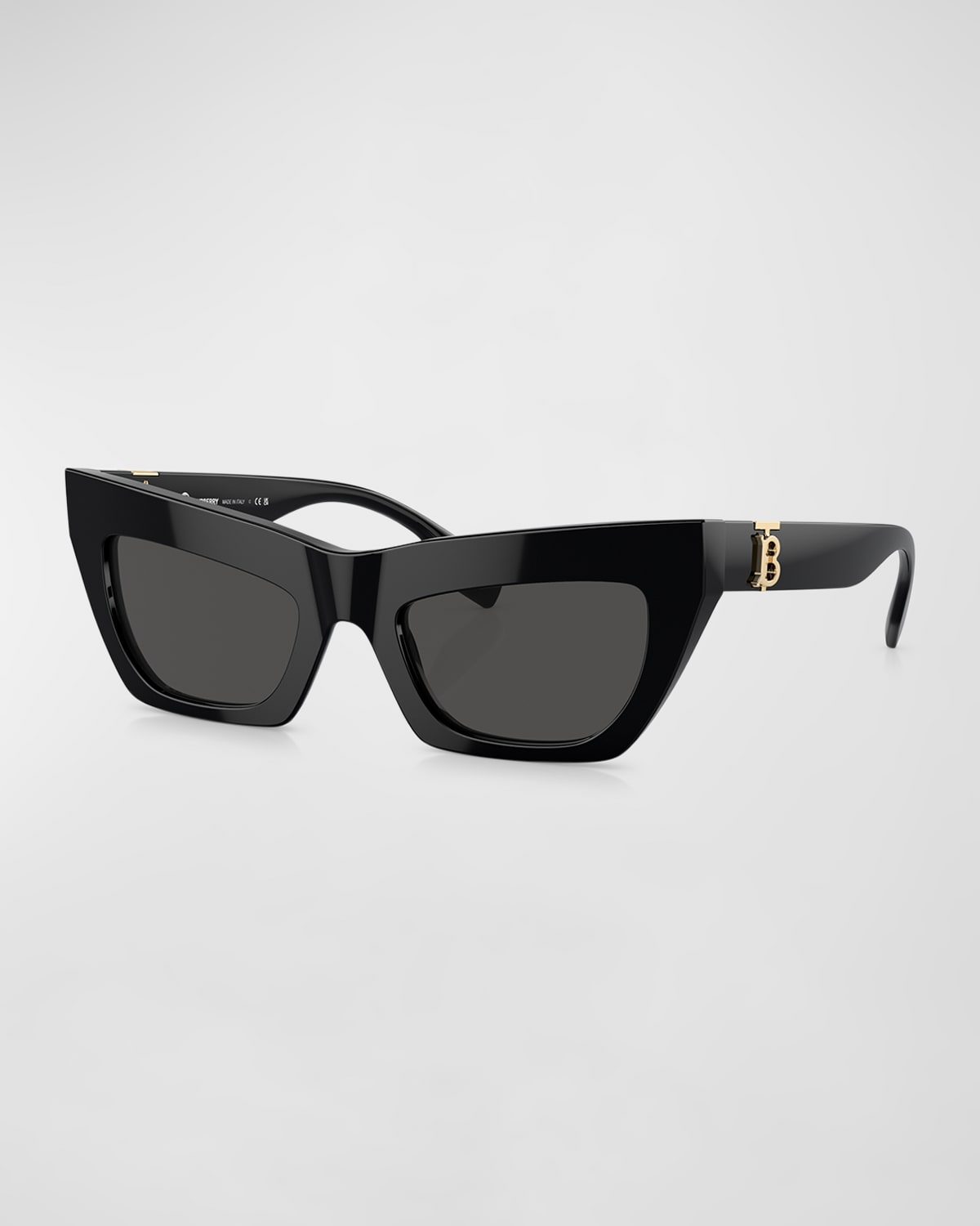 Burberry Be4405f Tb Monogram Acetate Cat-eye Sunglasses In Black