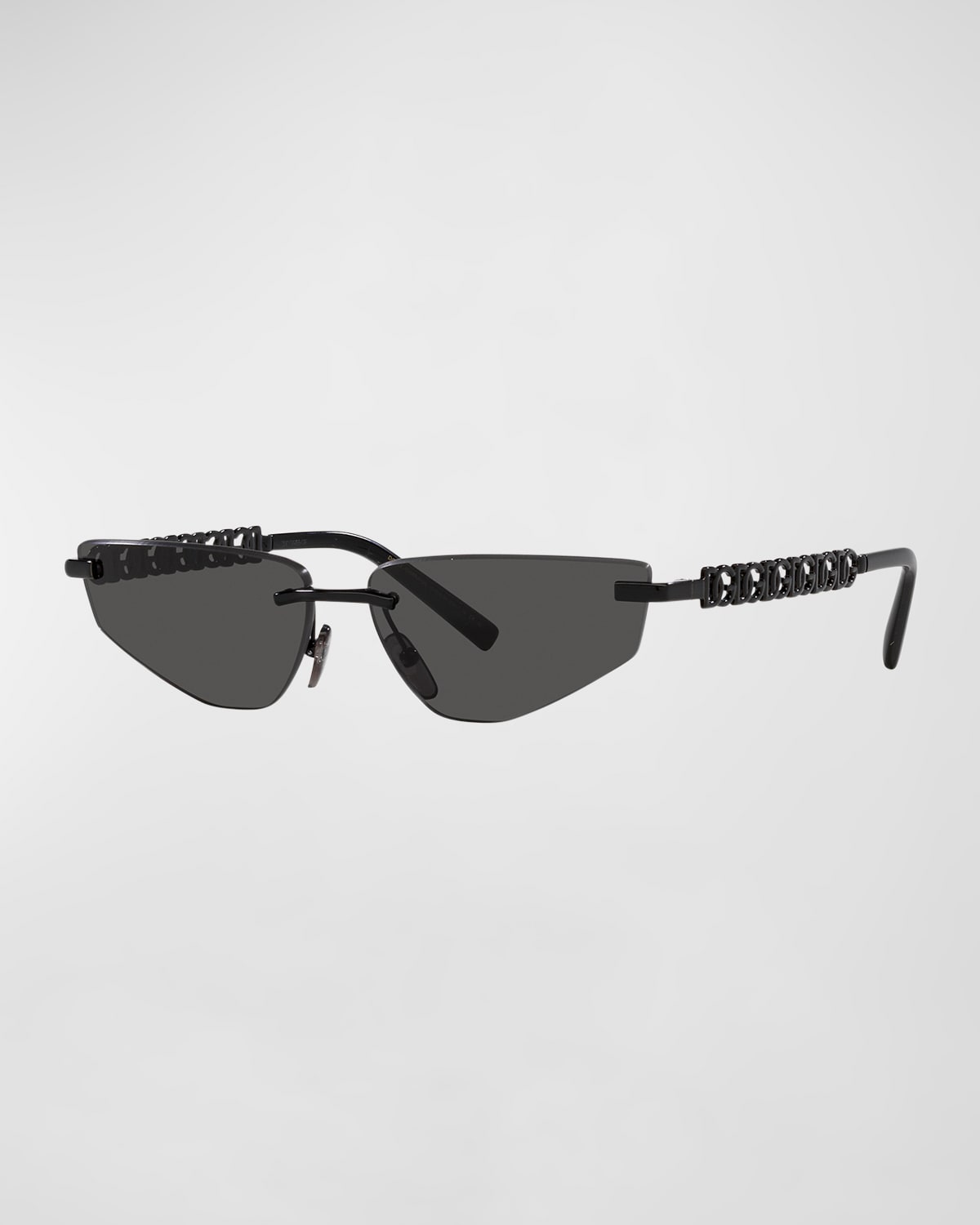 Dolce & Gabbana Interlocking Dg Rimless Metal Cat-eye Sunglasses In Black