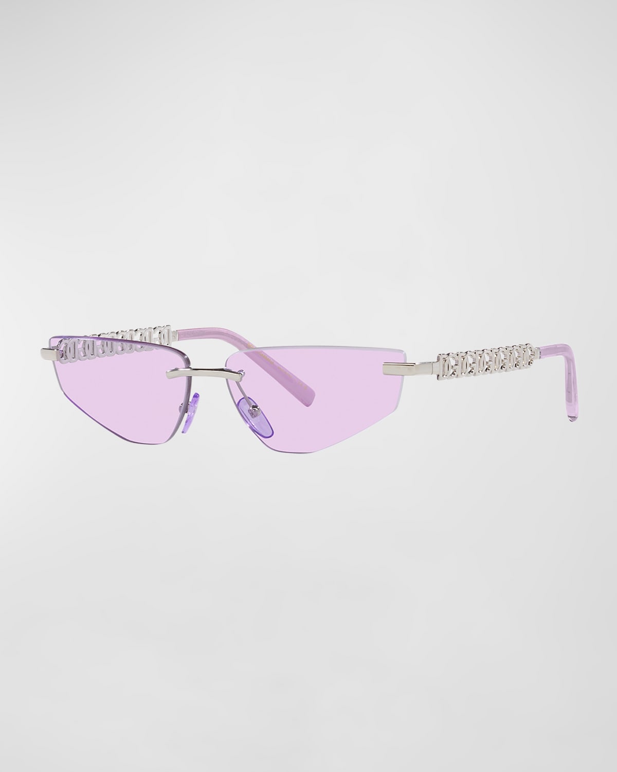 Dolce & Gabbana Interlocking Dg Rimless Metal Cat-eye Sunglasses In Violet