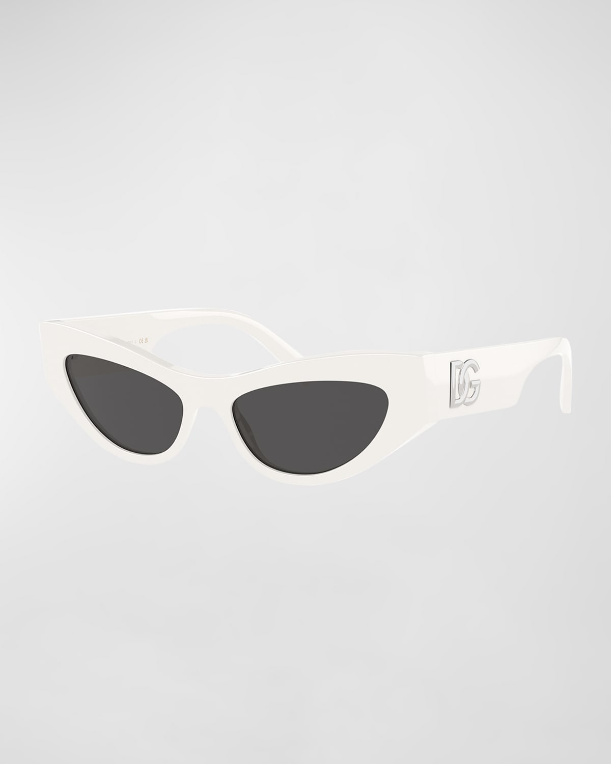 Shop Dolce & Gabbana Dg Logo Acetate Cat-eye Sunglasses In White