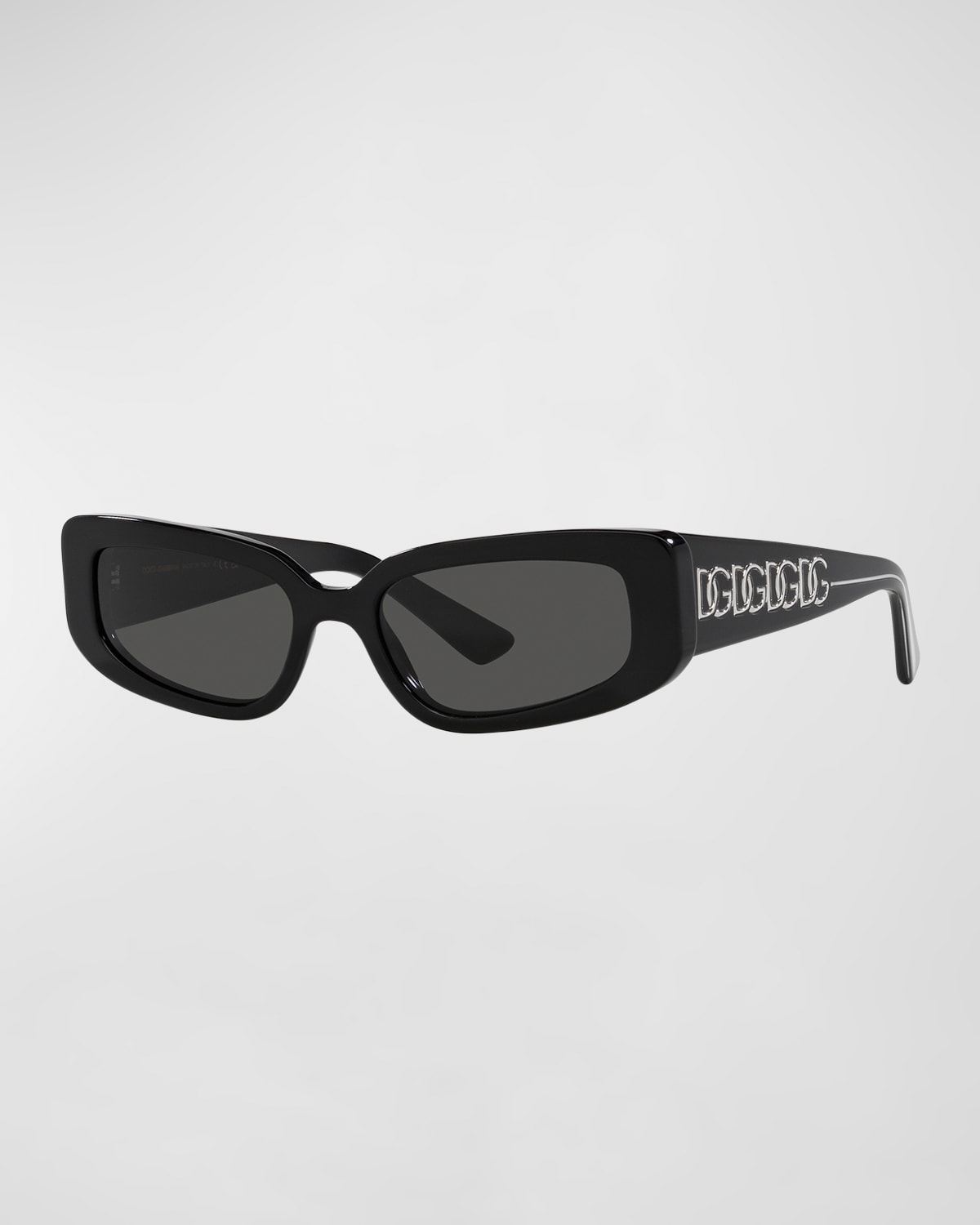 Dolce & Gabbana Interlocking Dg Acetate Cat-eye Sunglasses In Black