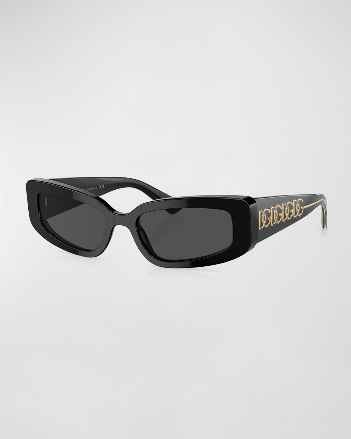 Dolce & Gabbana Interlocking Dg Acetate Cat-eye Sunglasses In Black Grey