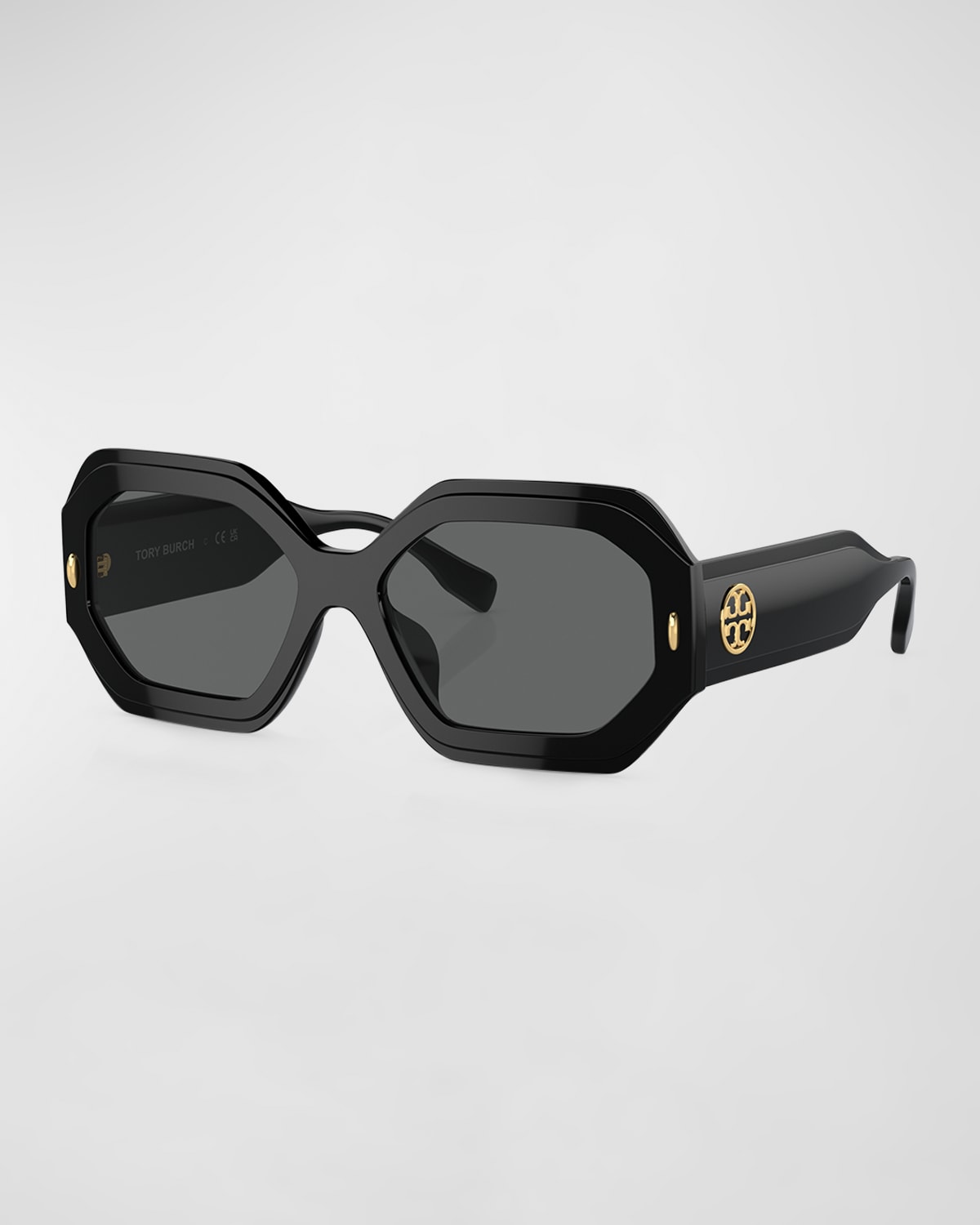 Shop Tory Burch Miller Acetate Rectangle Sunglasses In Black