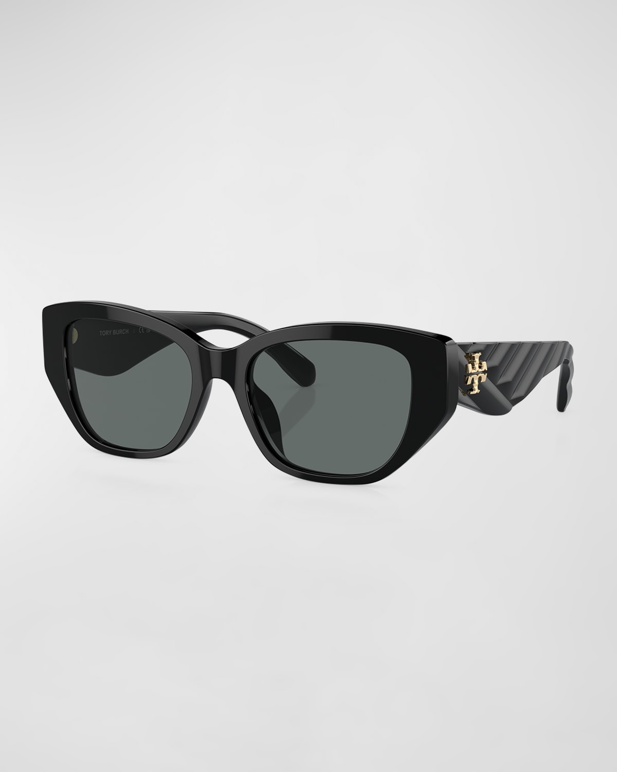 Shop Tory Burch Kira Quilted Acetate Cat-eye Sunglasses In Black