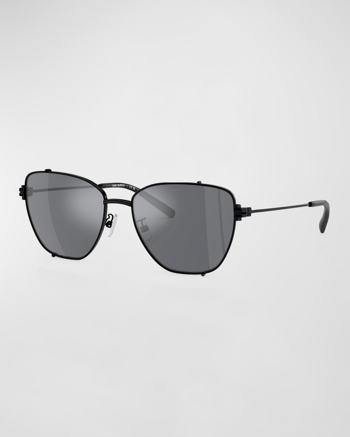 Tory Burch T-monogram Metal Cat-eye Sunglasses In Shiny Black
