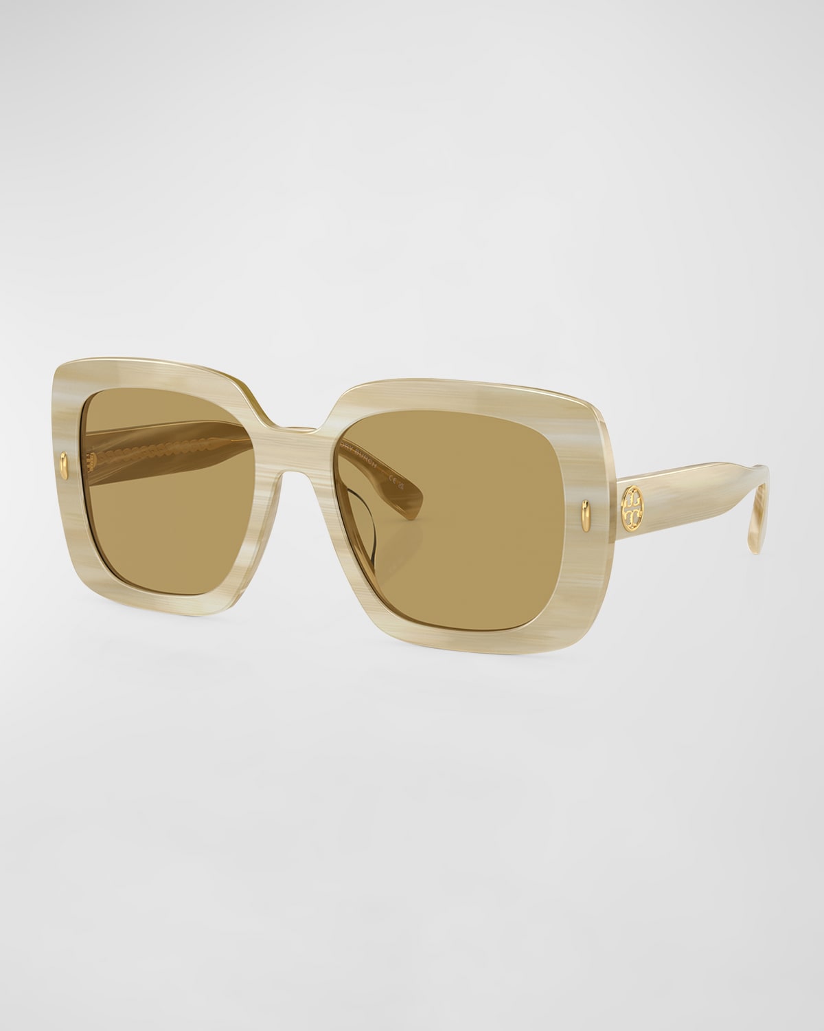 Tory Burch Logo Acetate Square Sunglasses In Ivory
