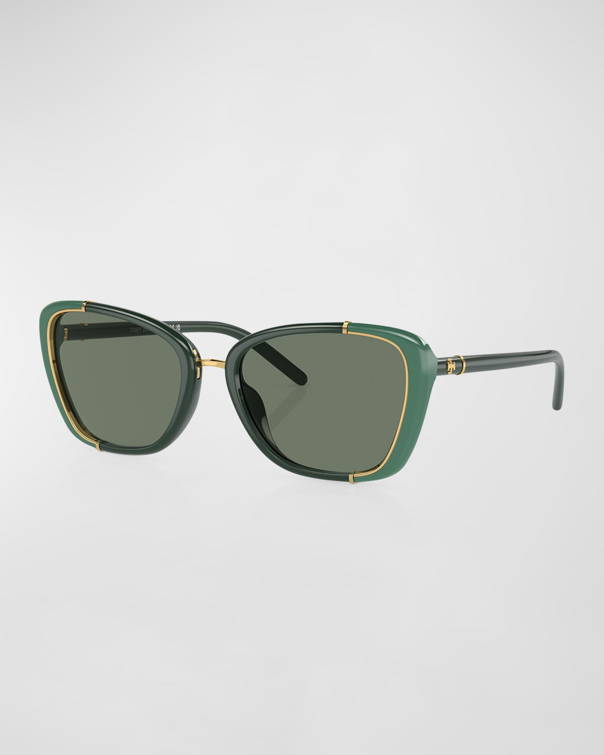 Shop Tory Burch Two-tone Acetate & Metal Cat-eye Sunglasses In Green