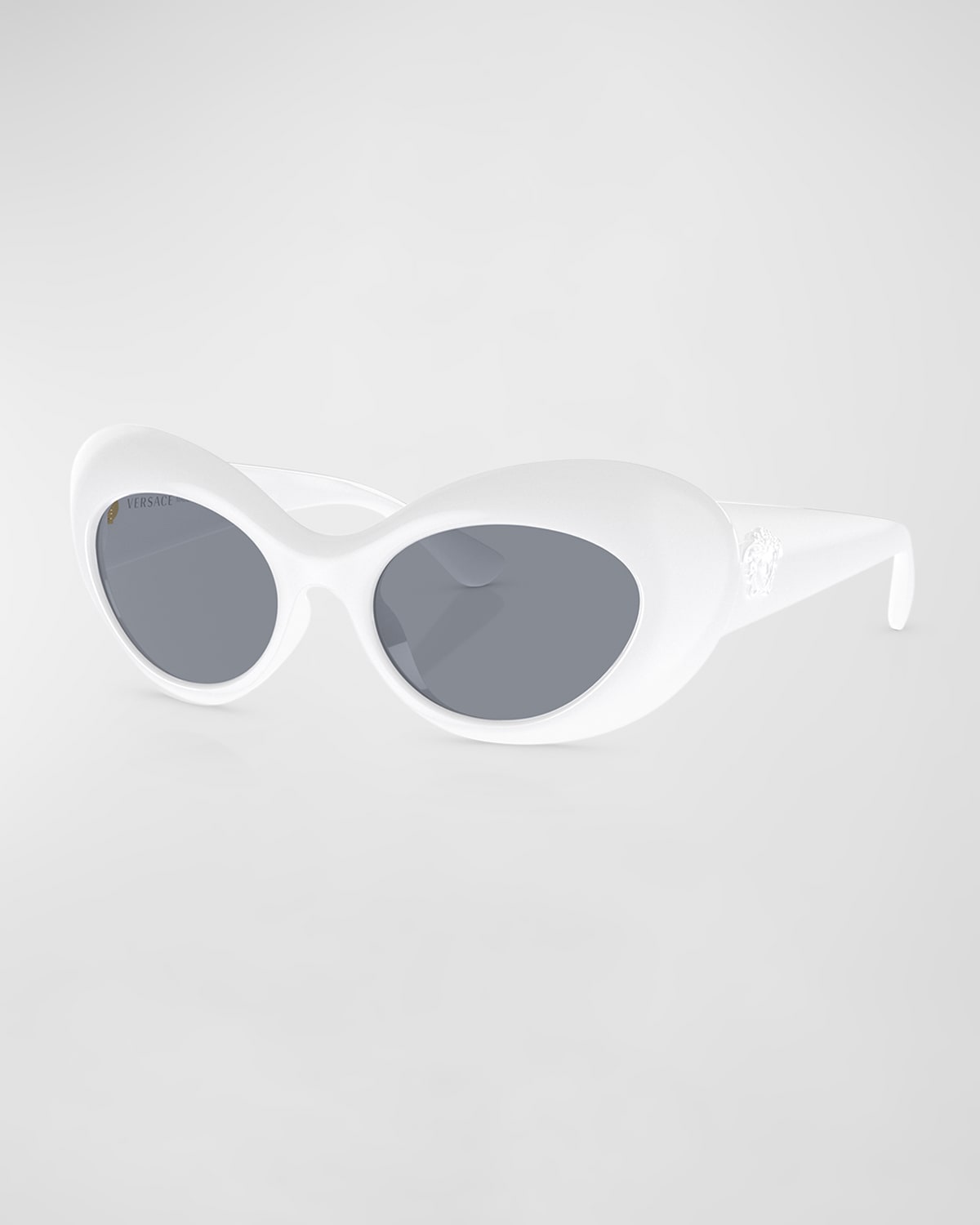 Versace Medusa Plastic Oval Sunglasses In White