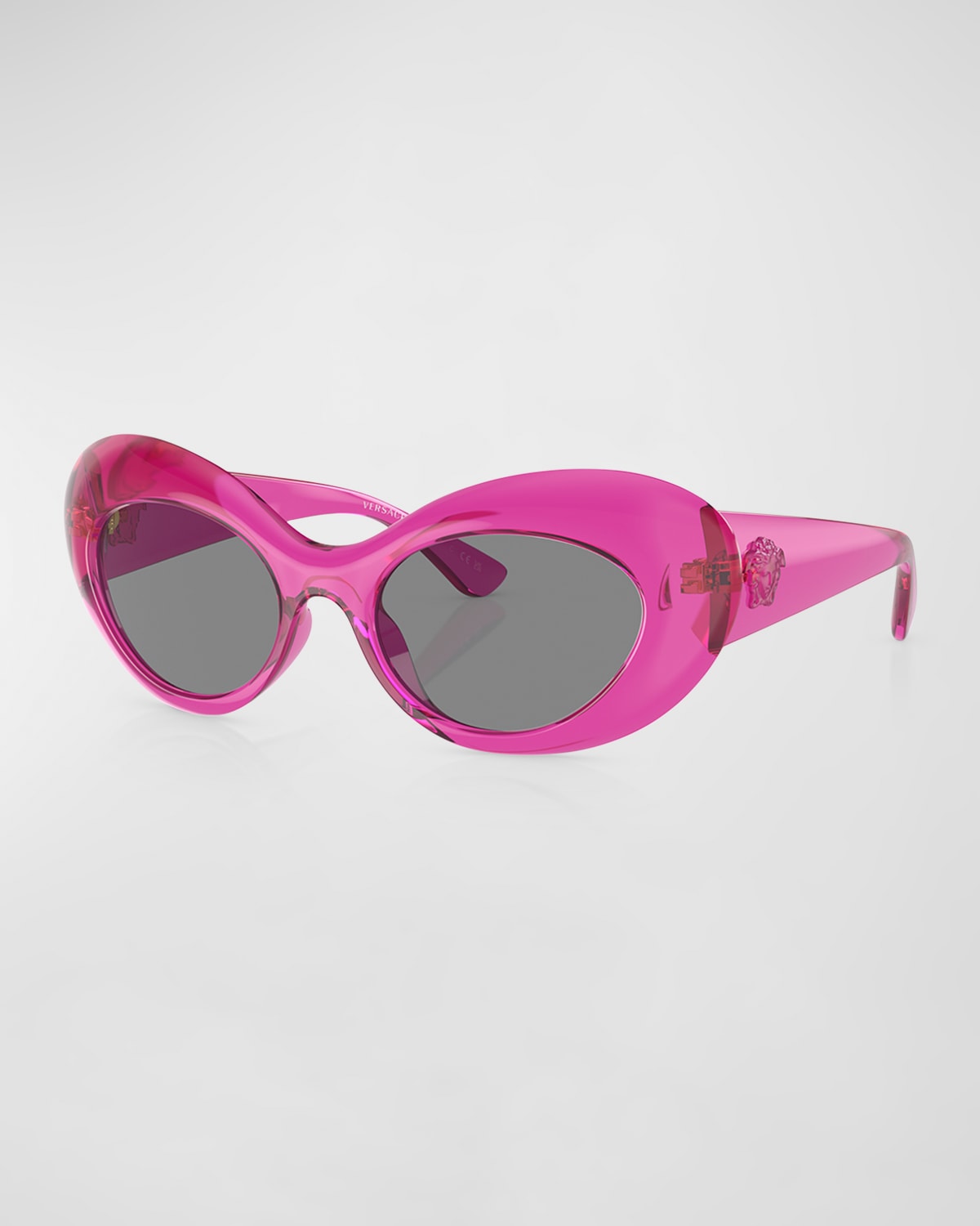 Versace La Medusa Oval-frame Sunglasses In Dark Grey