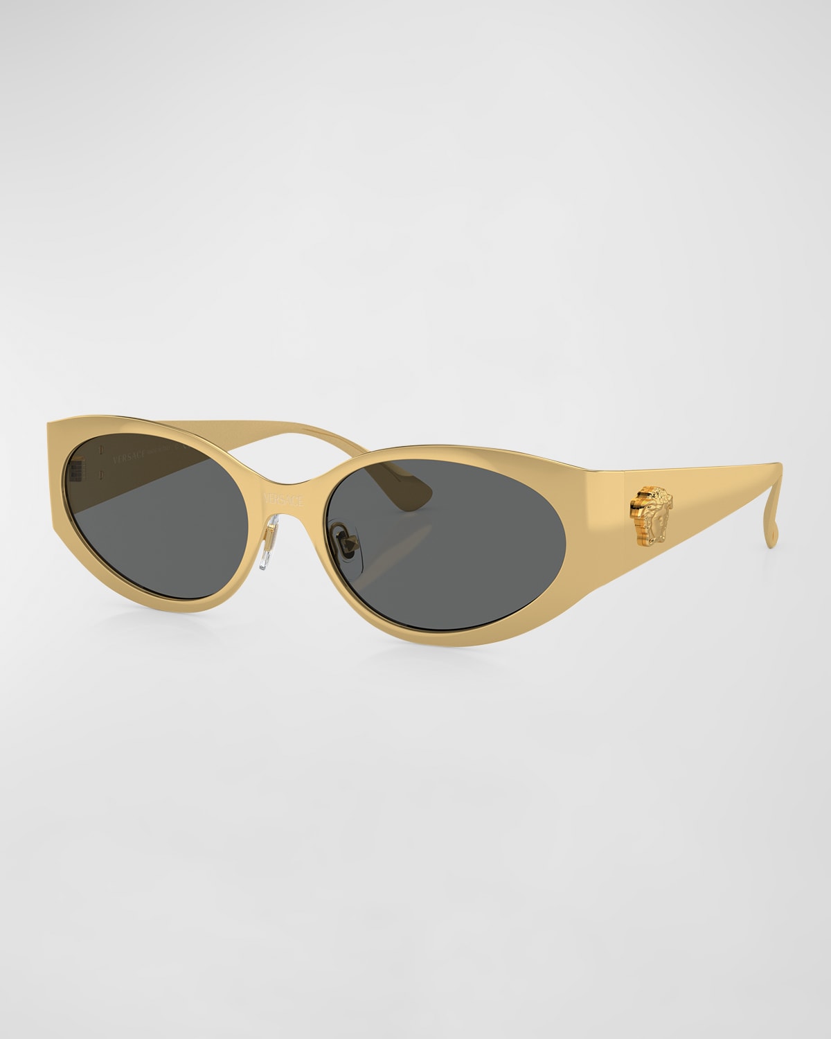 Versace Medusa Metal Oval Sunglasses In Gold