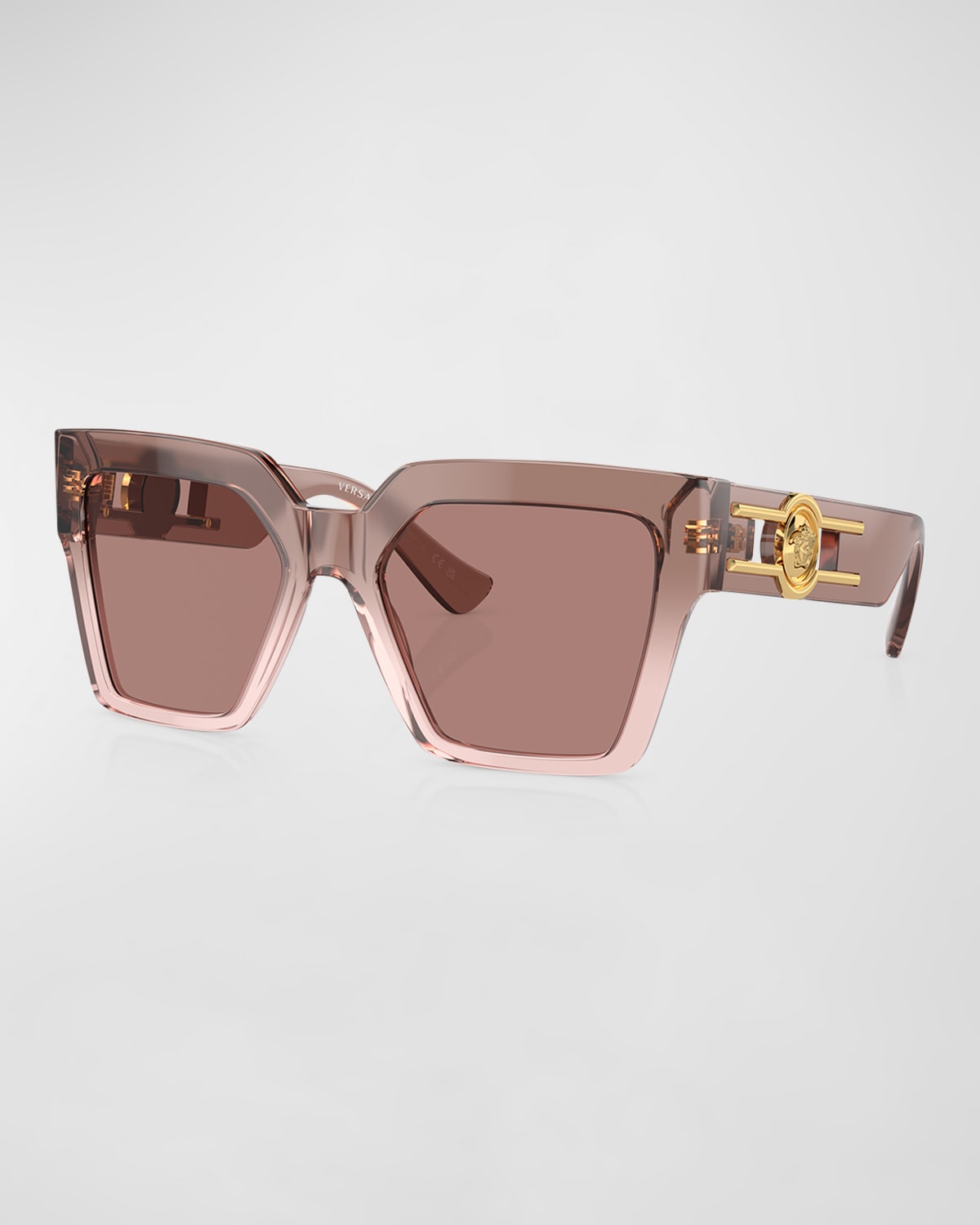 Shop Versace Medusa Acetate Butterfly Sunglasses In Lite Brown