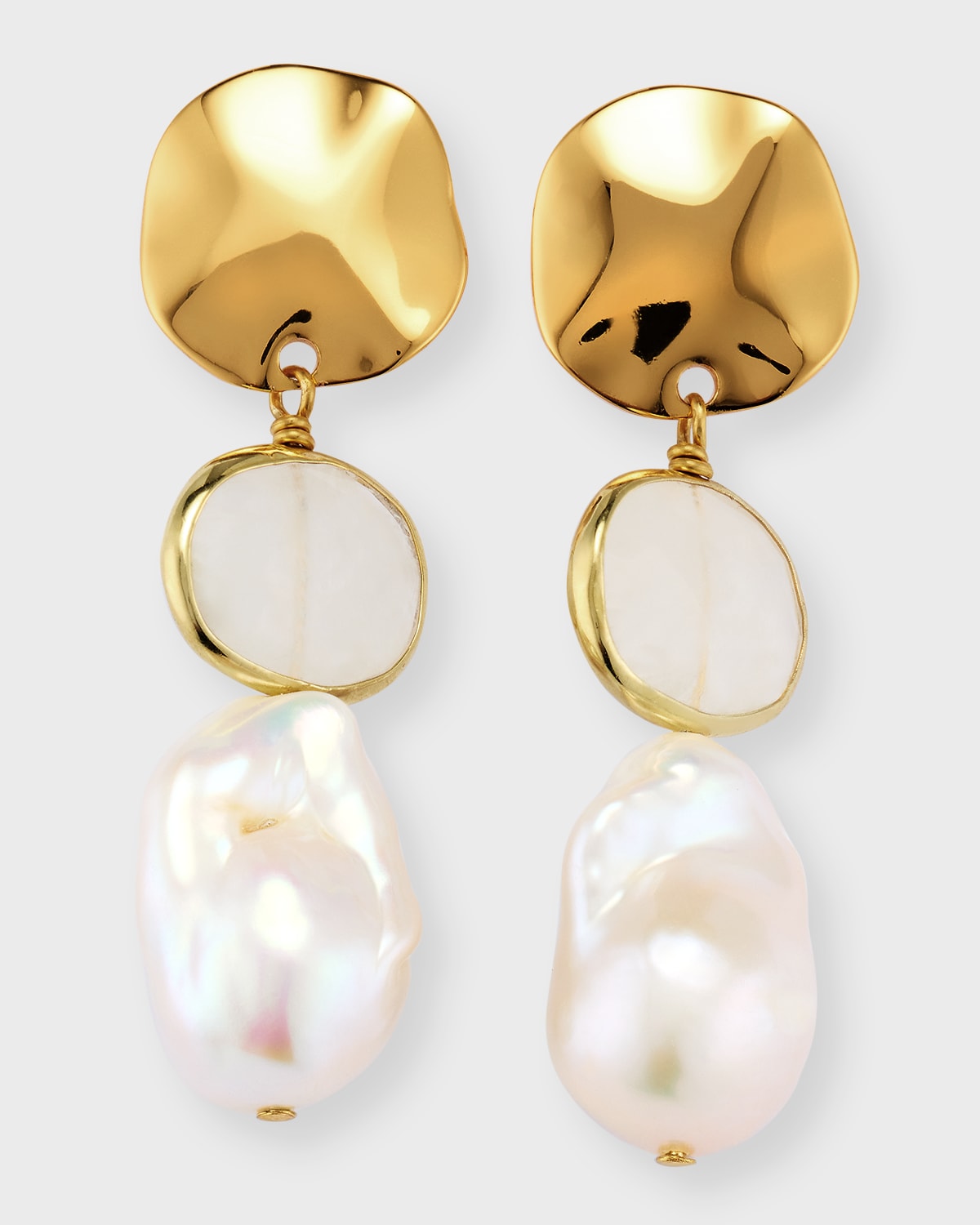 NEST Jewelry Moonstone and Baroque Pearl Drop Earrings