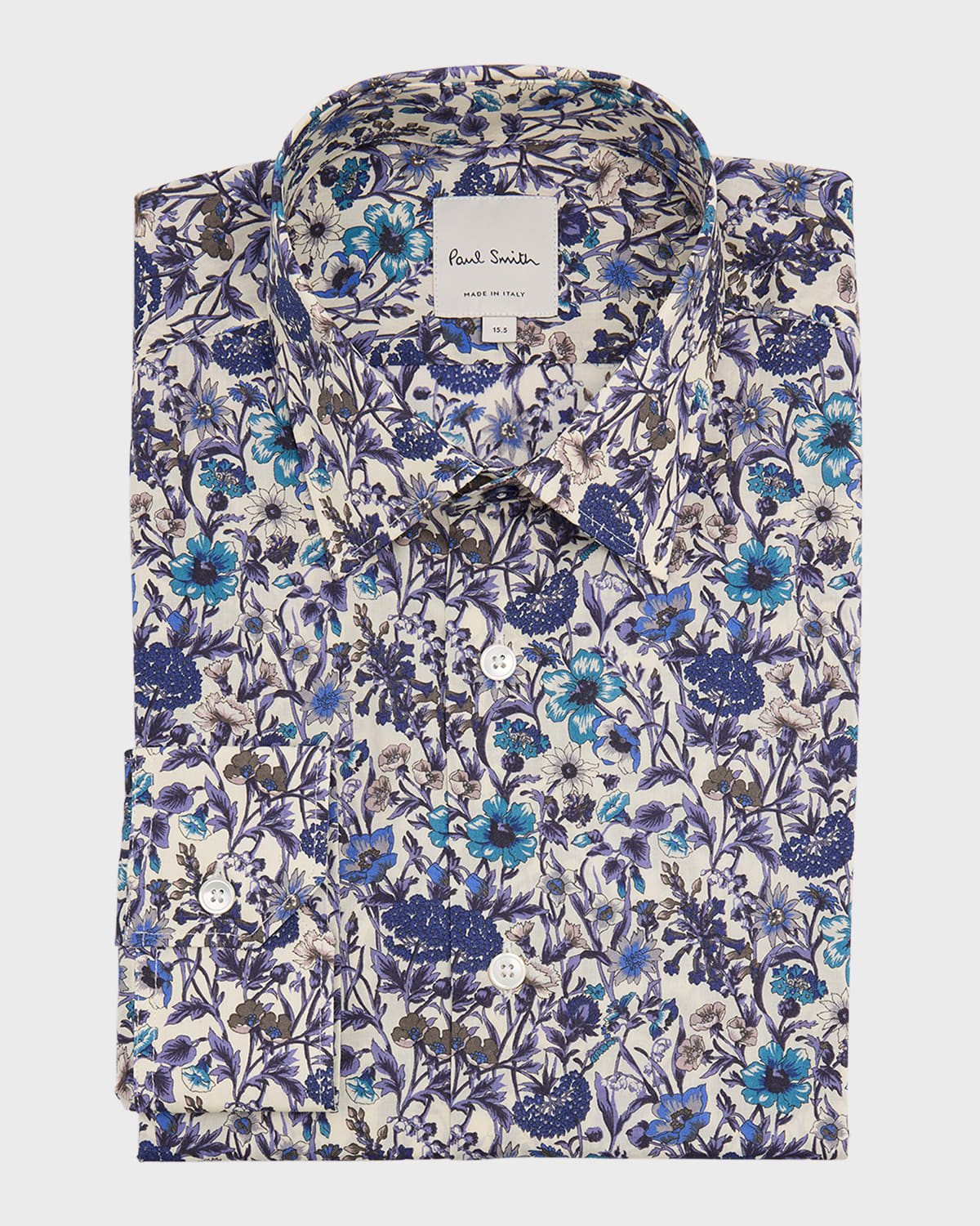 Shop Paul Smith Men's Floral-print Cotton Dress Shirt In Purple Print