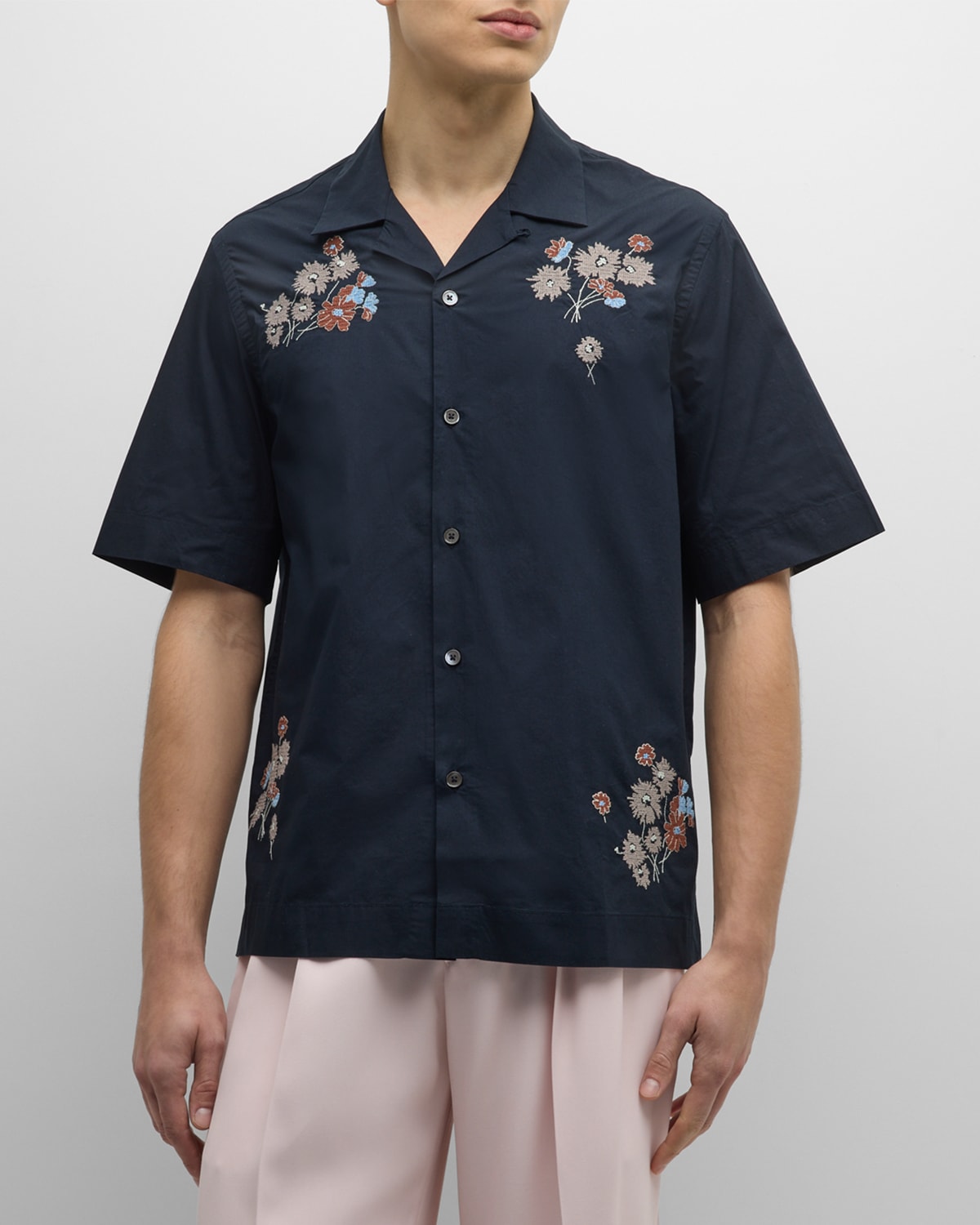 Paul Smith Embroidered Bouquets Shirt In 49a Black