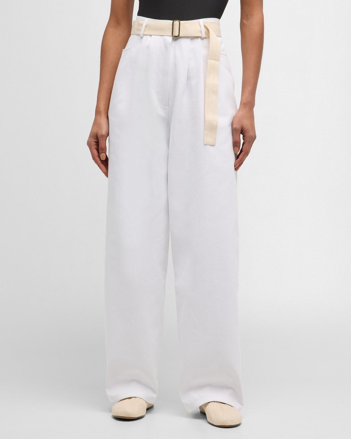 Albus Lumen Rafa Wide-leg Tailored Jeans In White