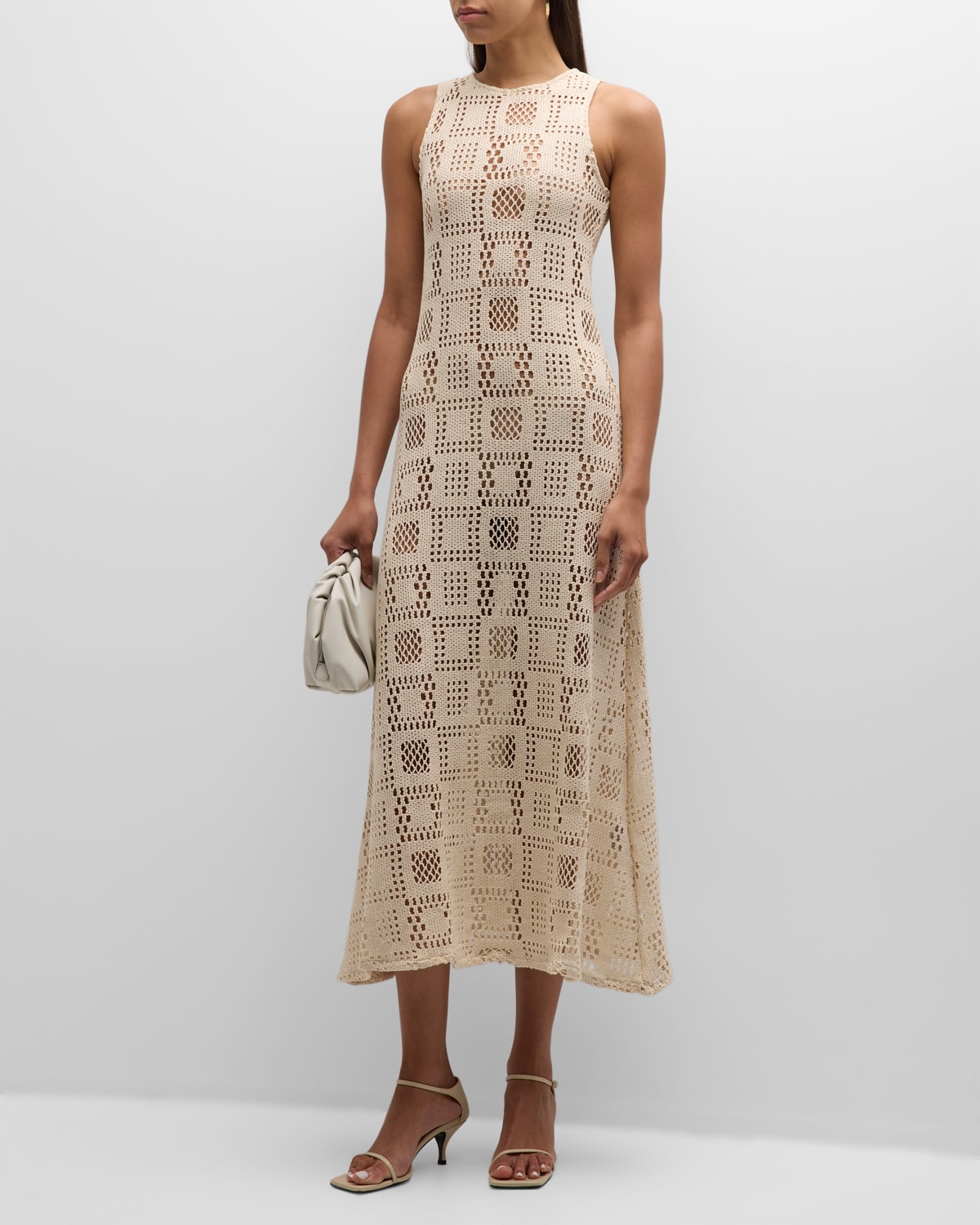 Albus Lumen Ava Sleeveless Crochet Maxi Dress In Sand