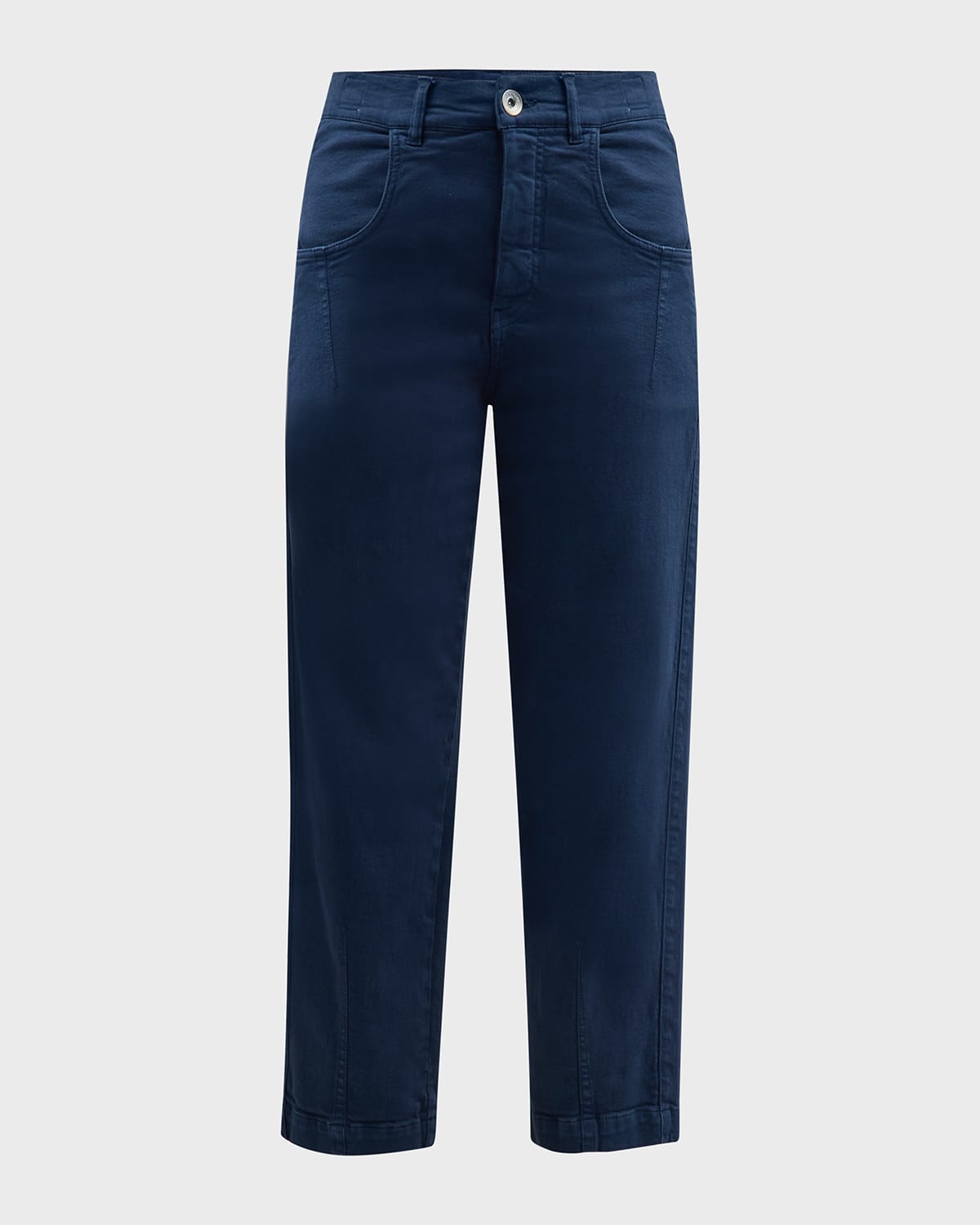 Shop Eleventy Stretch Denim High-rise Straight-leg Jeans In Blue