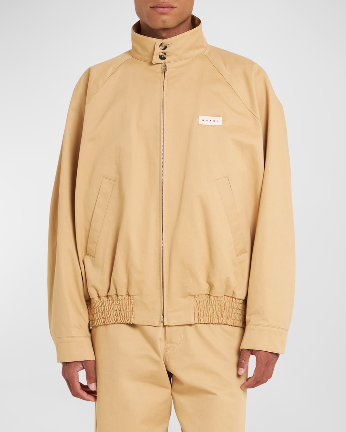 Marni Cotton Gabardine Bomber Jacket In Butter