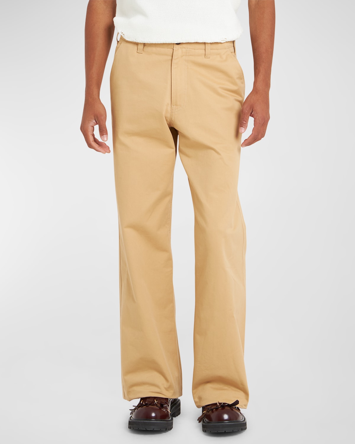 Marni Wide-leg Cotton-gabardine Trousers In Butter