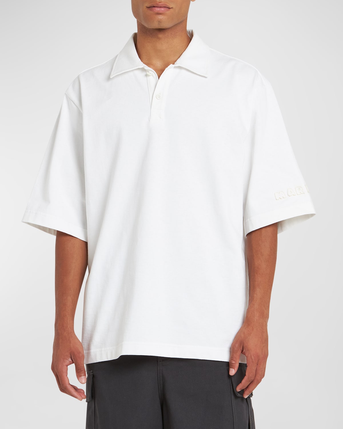 Shop Marni Men's Oversized Polo Shirt In Lily/white