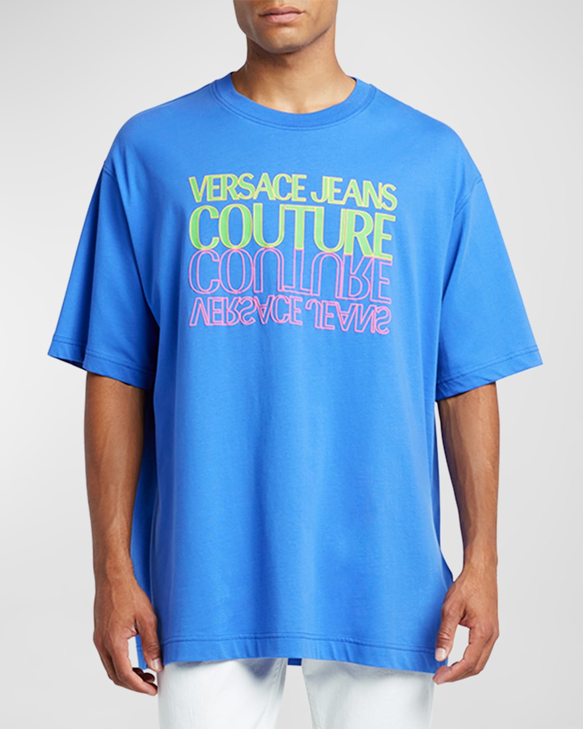 Versace Jeans Couture Men's Multi-logo Relaxed T-shirt In Space