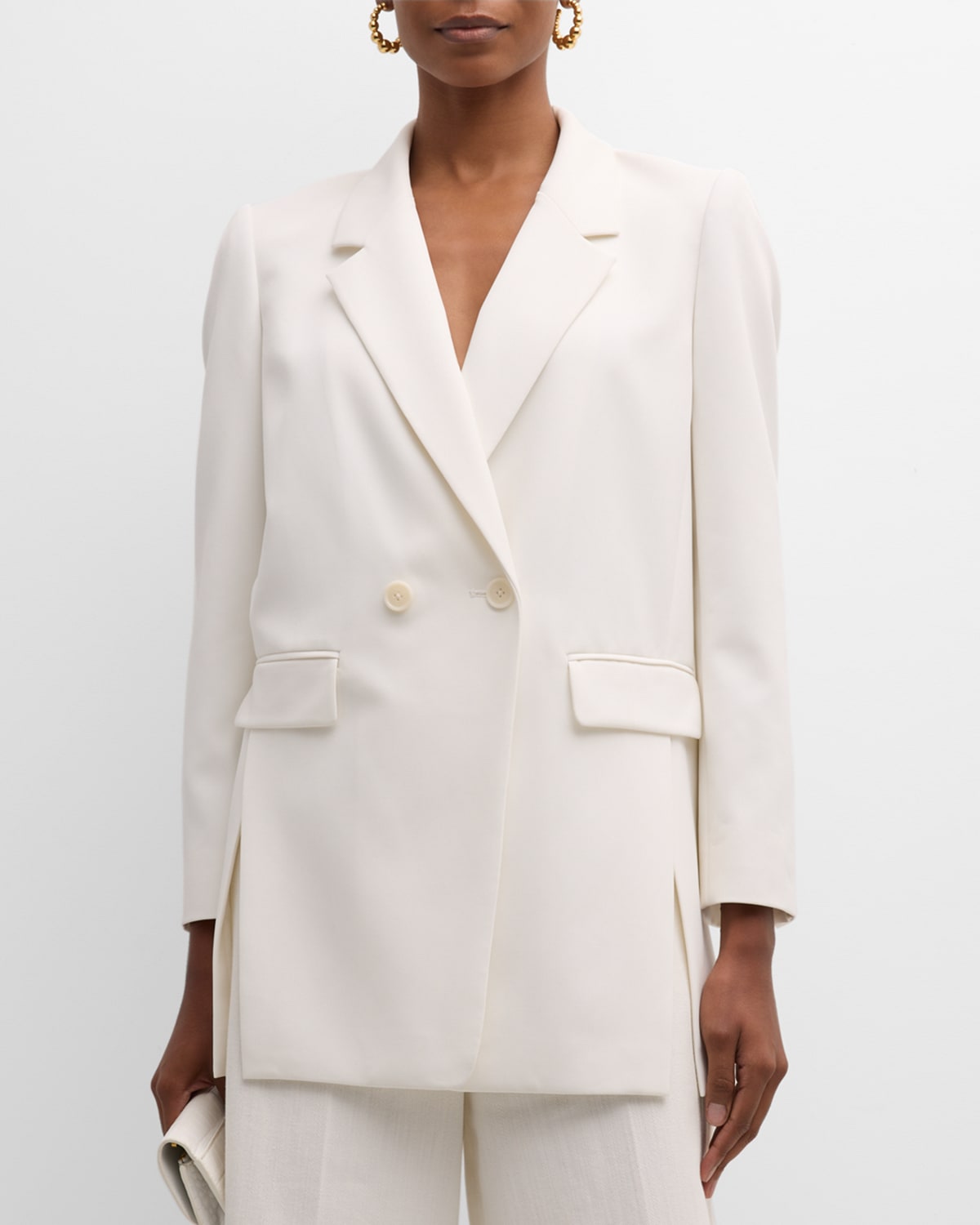 Kobi Halperin Valentina Side-slit Double-breasted Jacket In Ivory