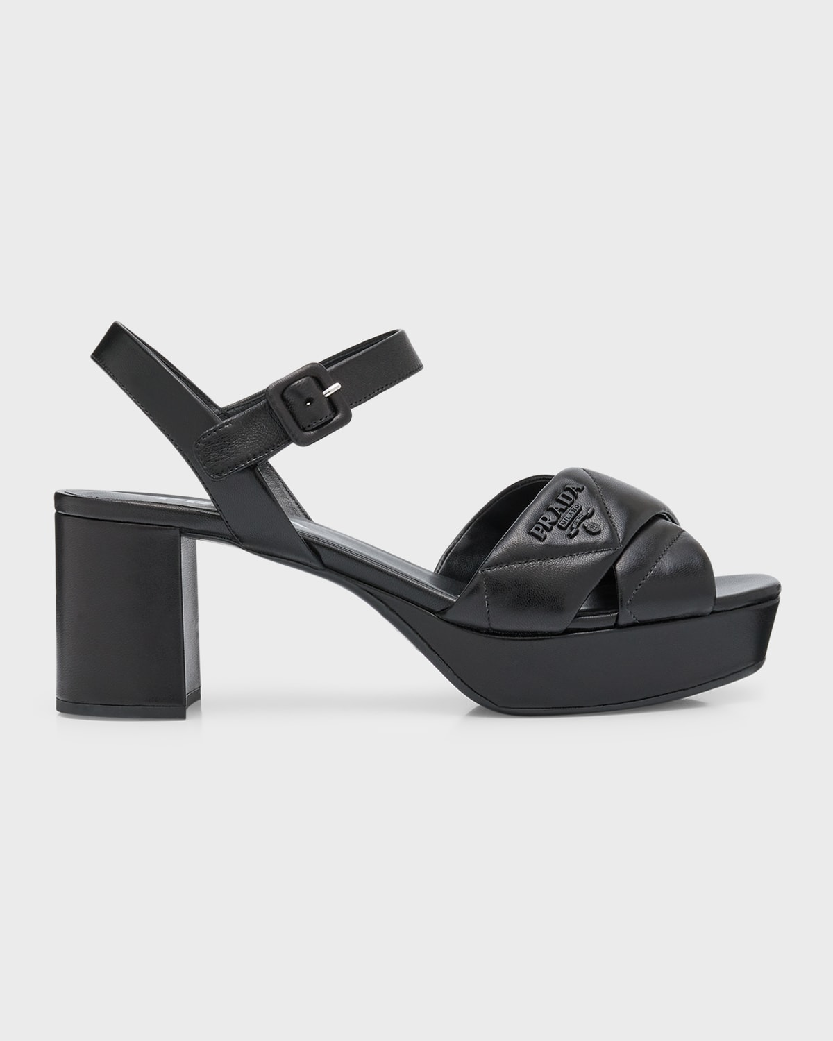 Prada Monolith Padded 55mm Sandals Black Nappa Leather