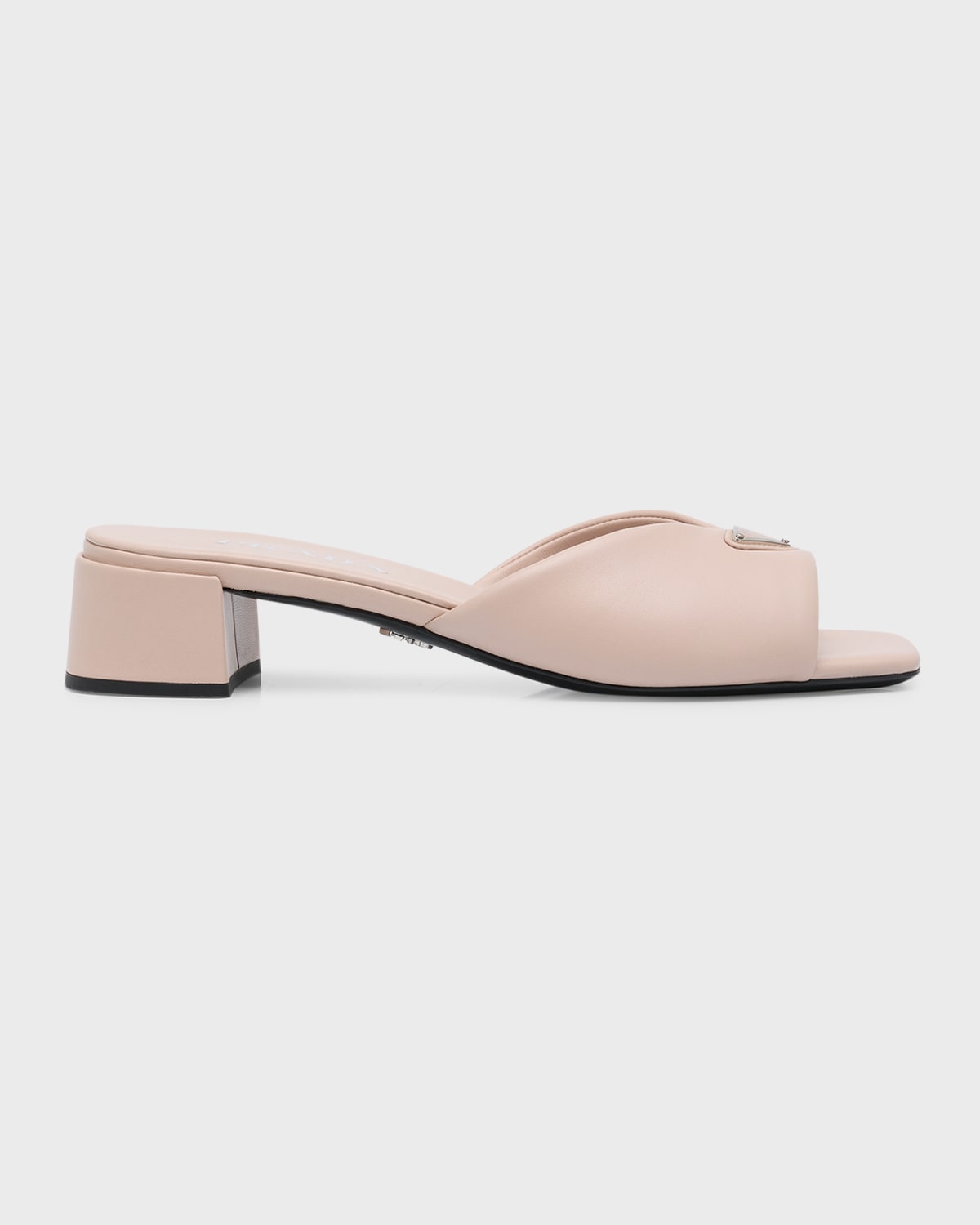 Prada Leather Block-heel Mule Sandals In Ninfea