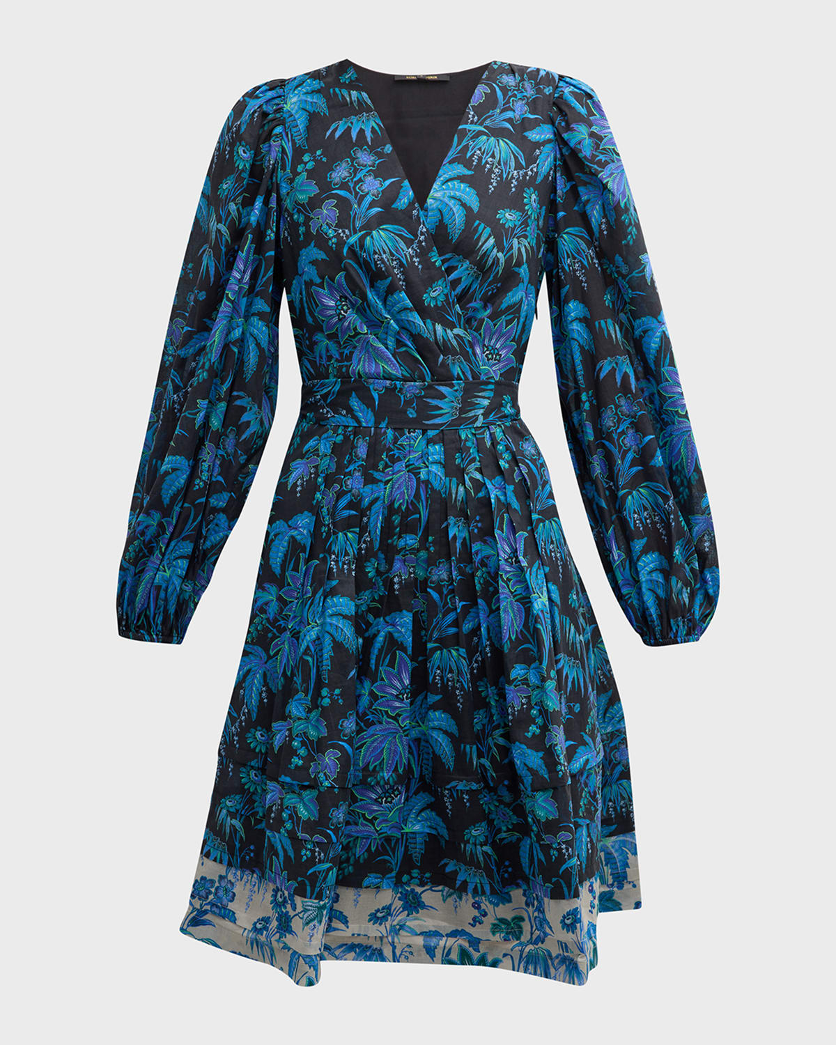 Kobi Halperin Harmony Pleated Floral-print Midi Dress In Ocean Multi
