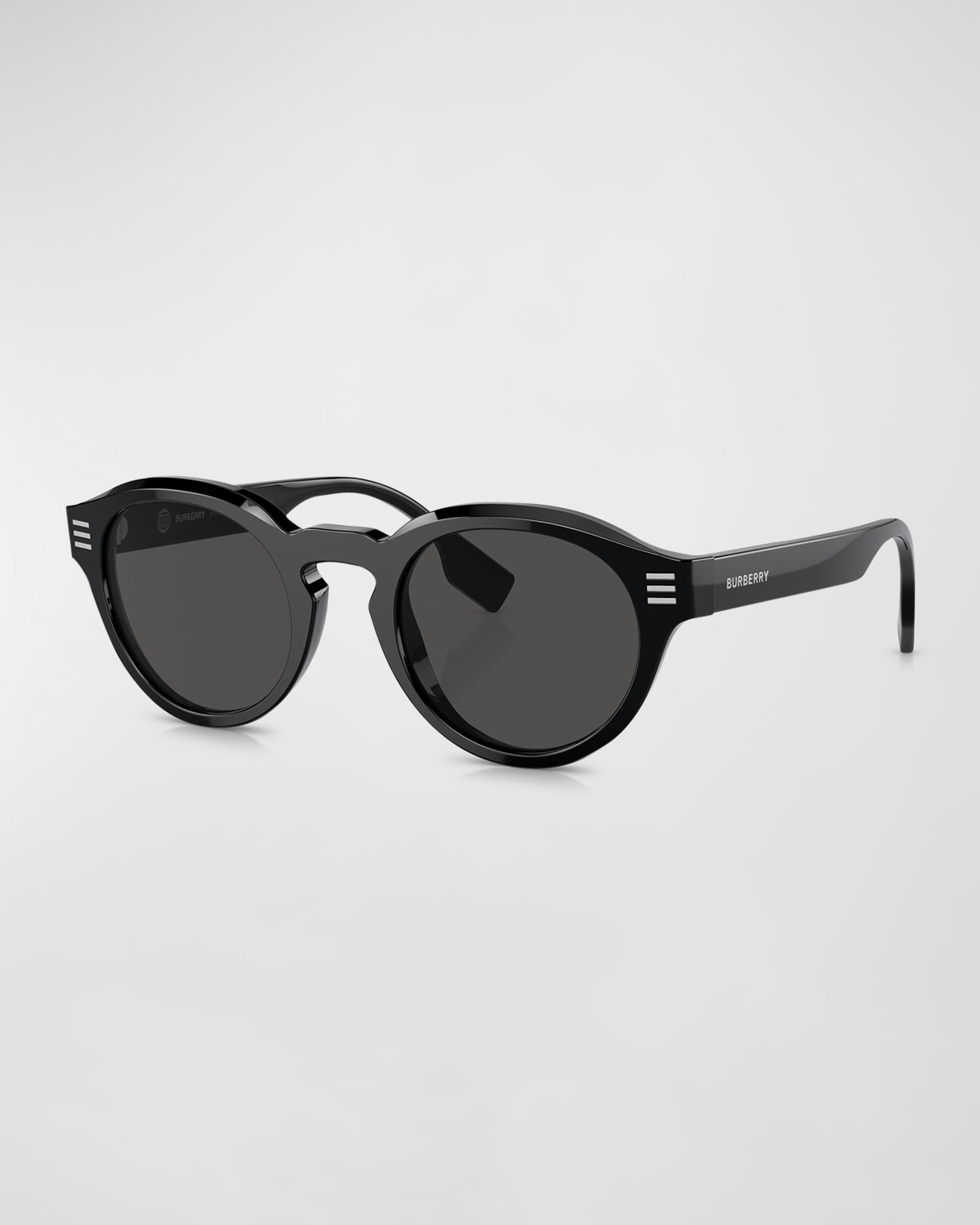 Burberry Men's Acetate Round Sunglasses In Black
