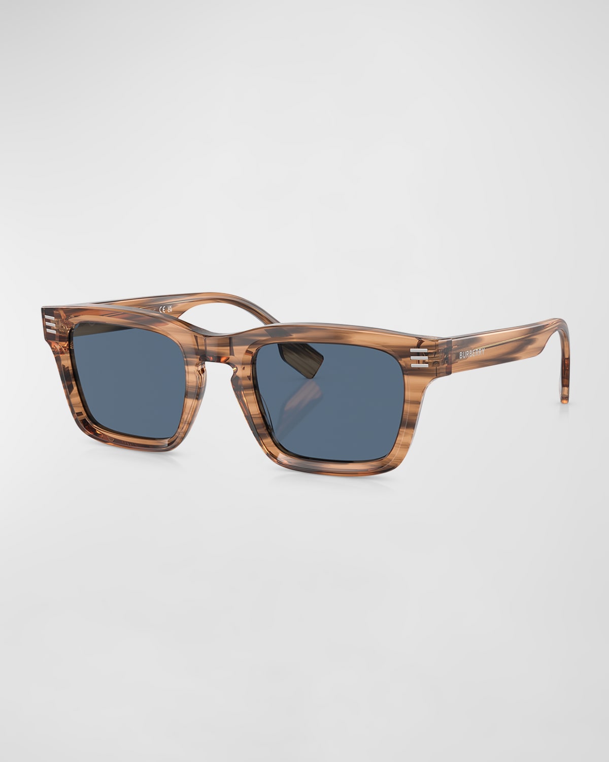 Burberry Men's Acetate Rectangle Sunglasses In Brown