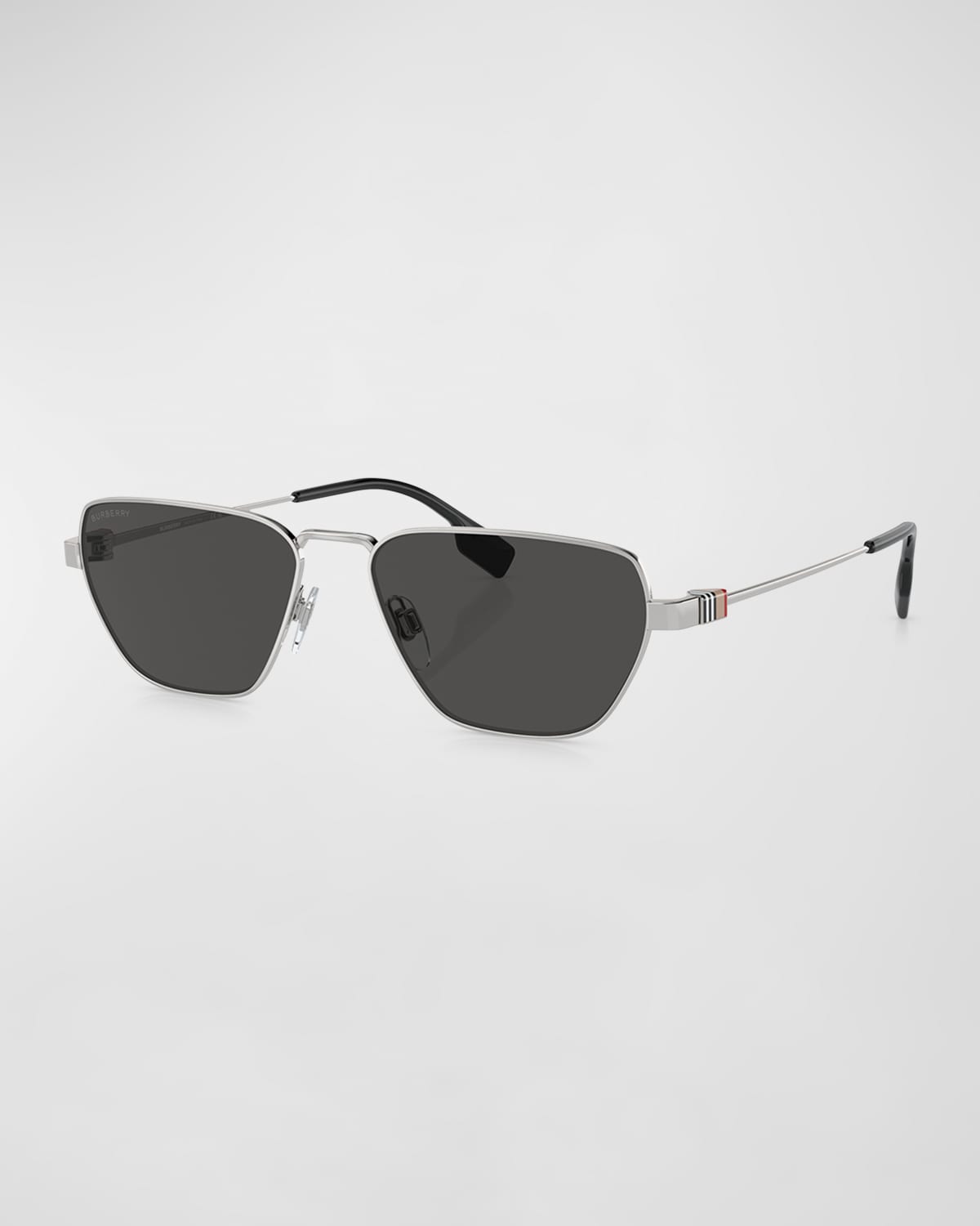 Burberry Men's Metal Square Sunglasses In Dark Grey