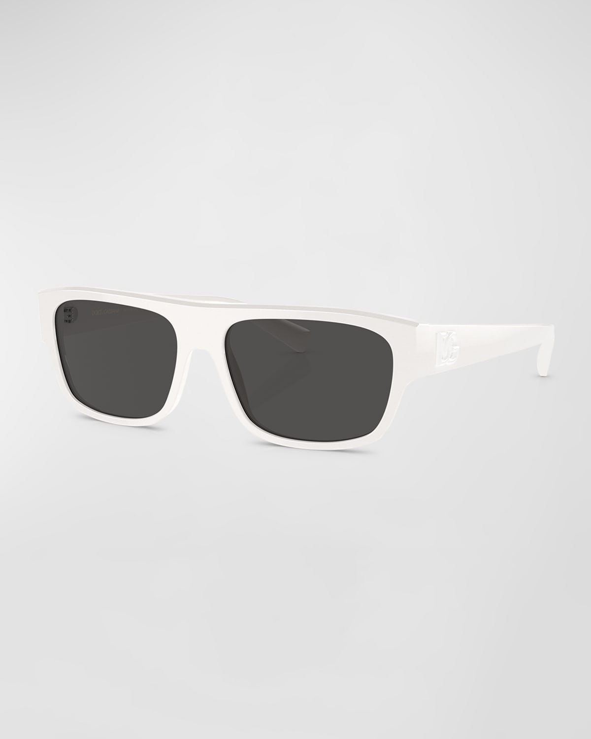 Dolce & Gabbana Men's Acetate Rectangle Sunglasses In White