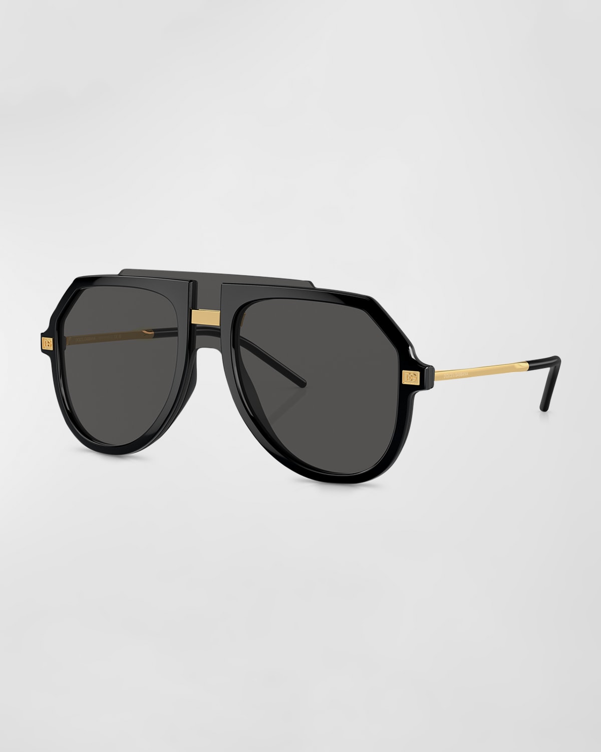 Dolce & Gabbana Men's Plastic Aviator Sunglasses In Black